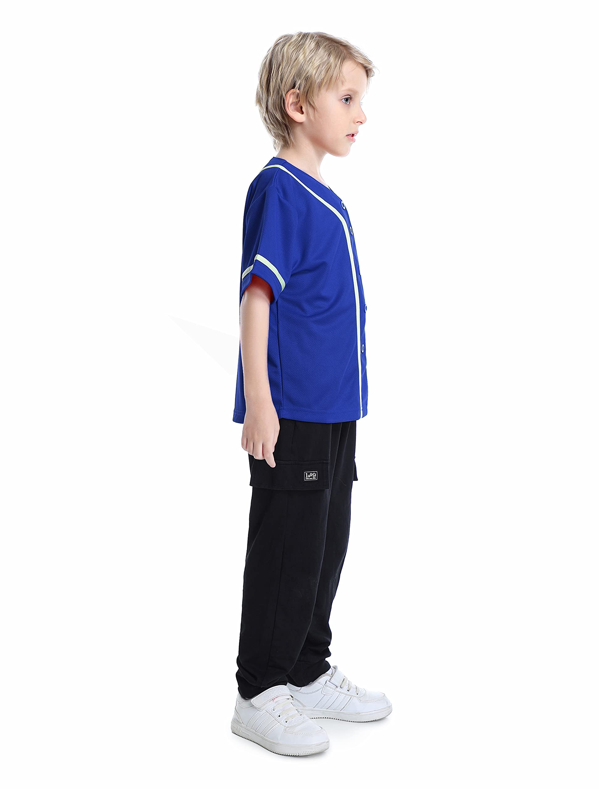 TopTie Boys Baseball Jersey - Kids Button Down Jersey T-Shirt for Baseball & Softball | Comfortable Youth Athletic Wear for Games, Practice & Team Uniforms