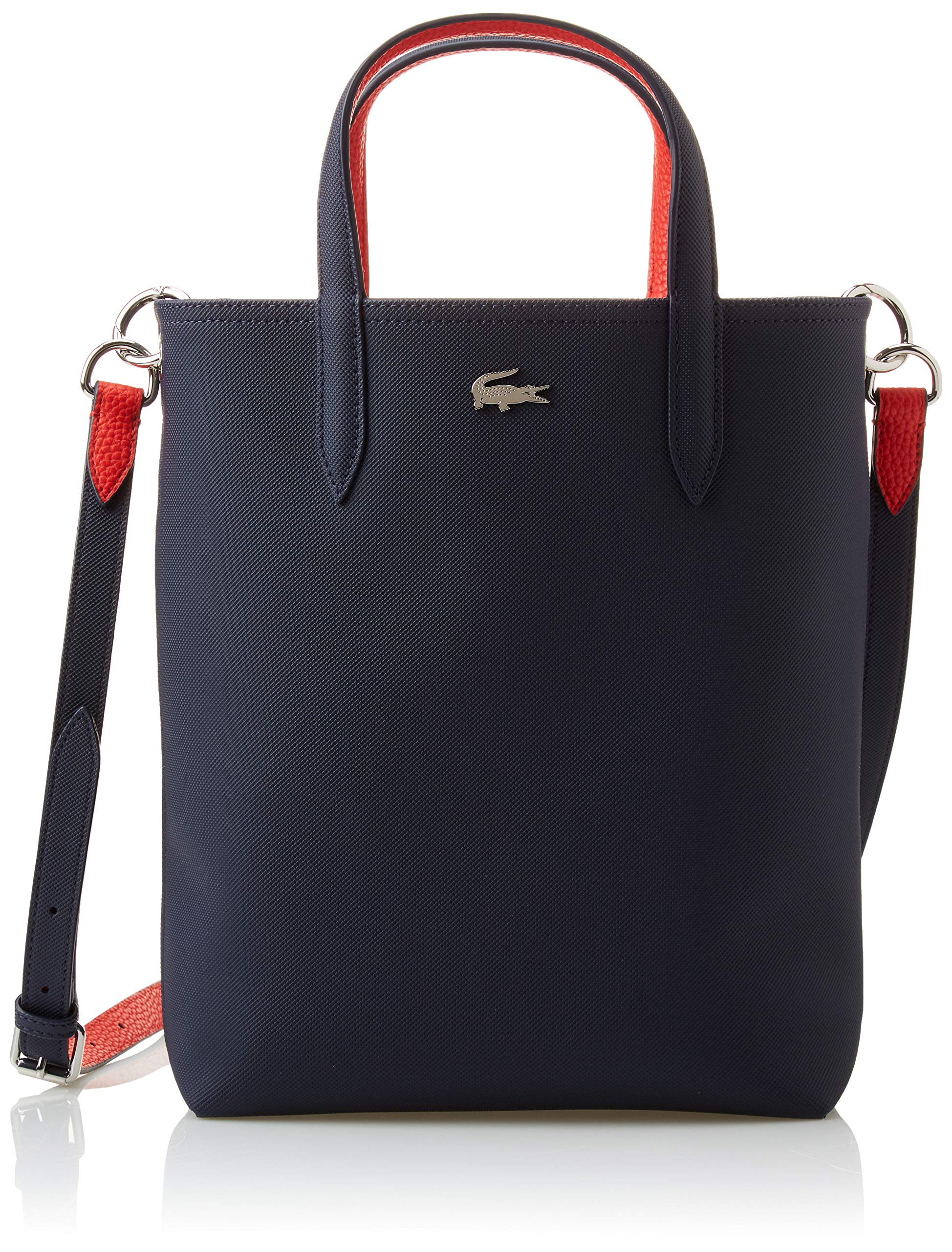 Lacoste Anna Reversible Coated Canvas Tote Bag with Detachable Pouch - Stylish Women's Handbag for Work, Travel & Shopping