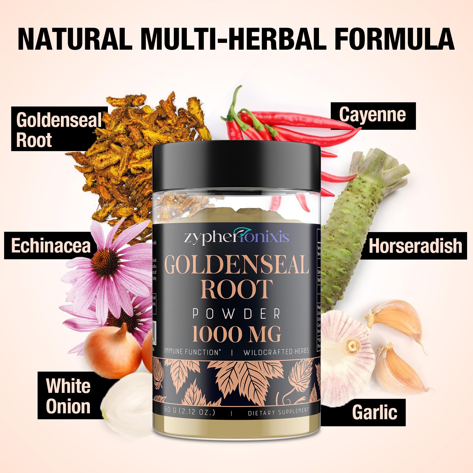 Organic Goldenseal Root Powder 1000mg - Pure Herbal Supplement for Immune Support & Gut Health, Gluten-Free, Natural Goldenseal Powder - 60 Servings (1 Bottle) | Immune Booster, Digestive Aid & Natural Wellness Support