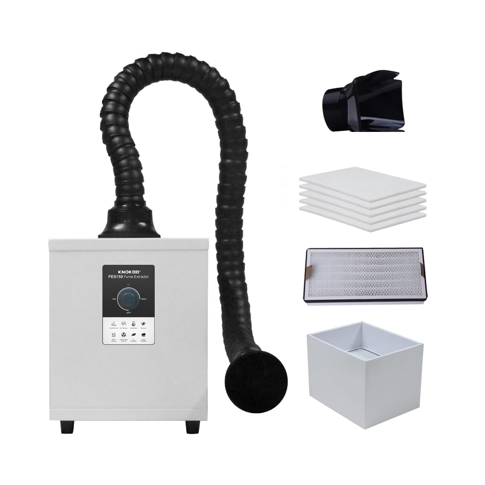 150W Solder Fume Extractor with HEPA Filter - 3 Stage Filtration System for Welding Smoke, Laser Engraving & Nail Salon Air Purification | Ideal for Electronics Work, Jewelry Making & 3D Printing Workshops