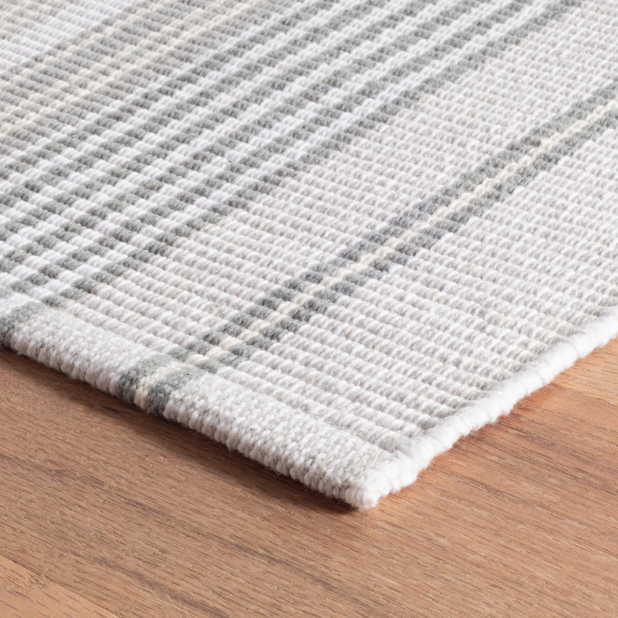 Handwoven Cotton Gradation Ticking Rug - Soft Grey Striped Design for Living Room, Bedroom & Nursery Decor | Eco-Friendly Home Accent