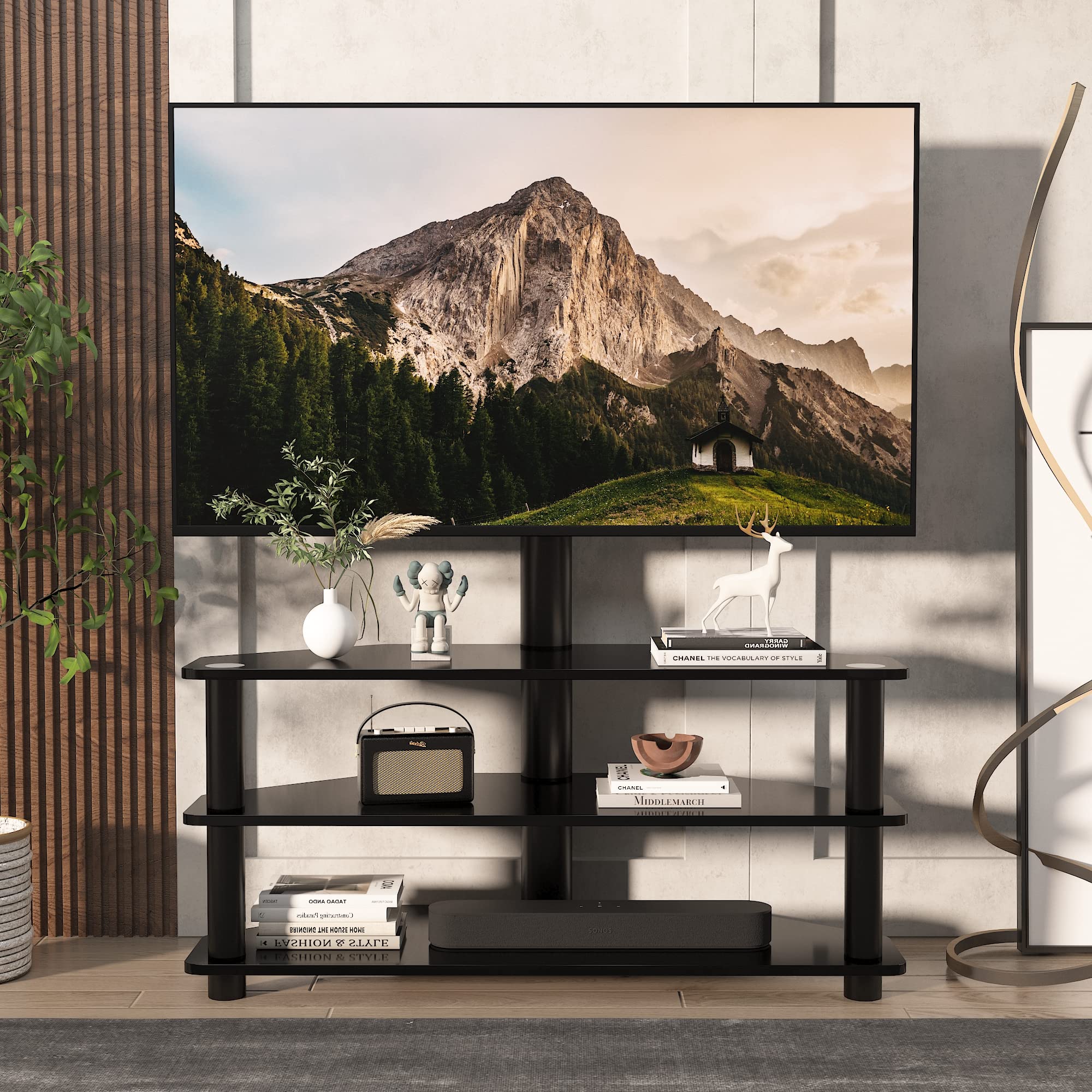Adjustable TV Stand with Swivel Mount for 32-65 Inch TVs - Modern Entertainment Center with Cable Management & Height Adjustment - Perfect for Living Room, Bedroom & Home Theater Setup
