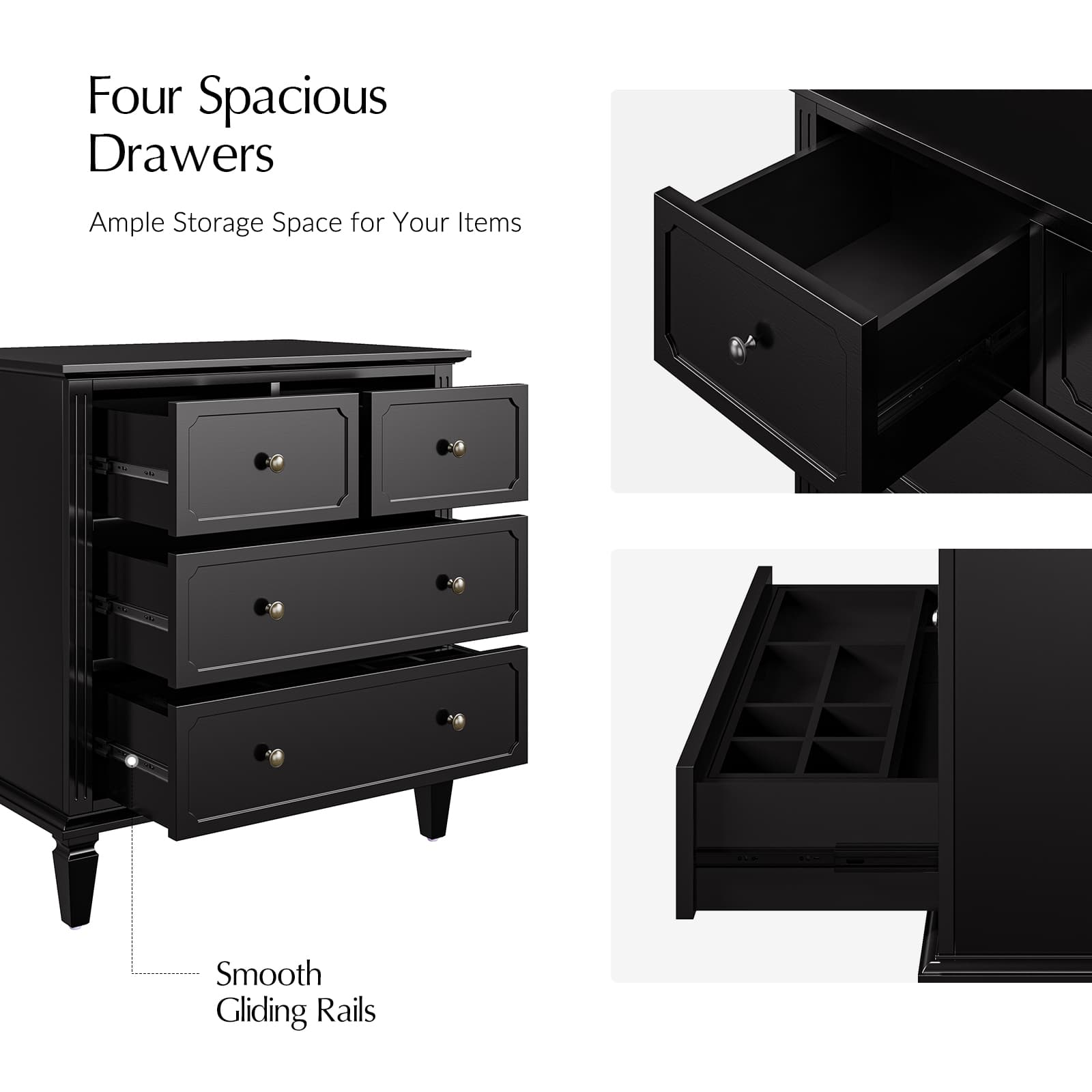 Isidro Accent Chest of Drawers with USB Charging Station - Modern Bedroom Dresser with 3 Drawers & Built-in Power Outlets - Perfect for Bedside Storage & Device Charging in Home, Office or Dorm Room