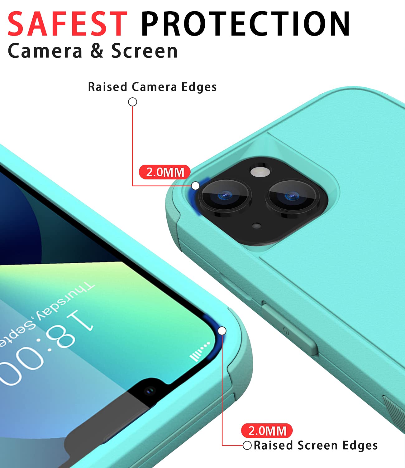Shockproof Heavy Duty iPhone 13 Case - Military Grade Drop Proof & Dustproof Protection Cover for Apple iPhone 13 (Teal Blue) | Perfect for Outdoor Adventures, Construction Work & Extreme Sports