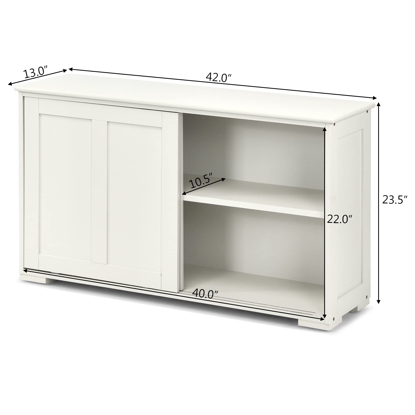Stackable Wooden Storage Cabinet with Sliding Doors - Cream White Kitchen Buffet Sideboard for Dining Room & Living Room Organization | Perfect for Home, Office & Small Space Storage Solutions