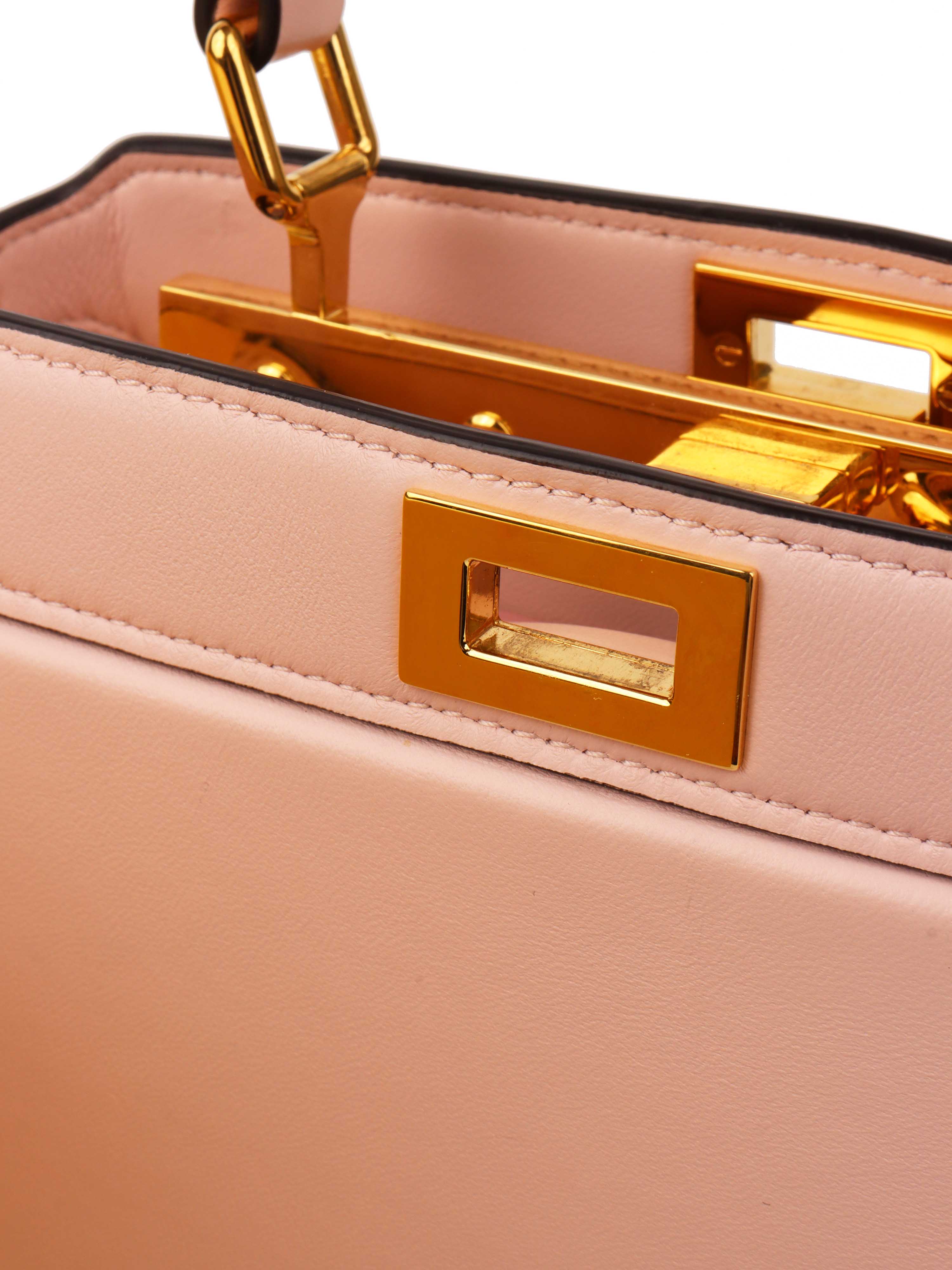 Fendi Peekaboo ISeeU Petite Pale Pink Padded Nappa Leather Handbag for Women | Luxury Designer Shoulder Bag | Perfect for Work, Date Night & Special Occasions