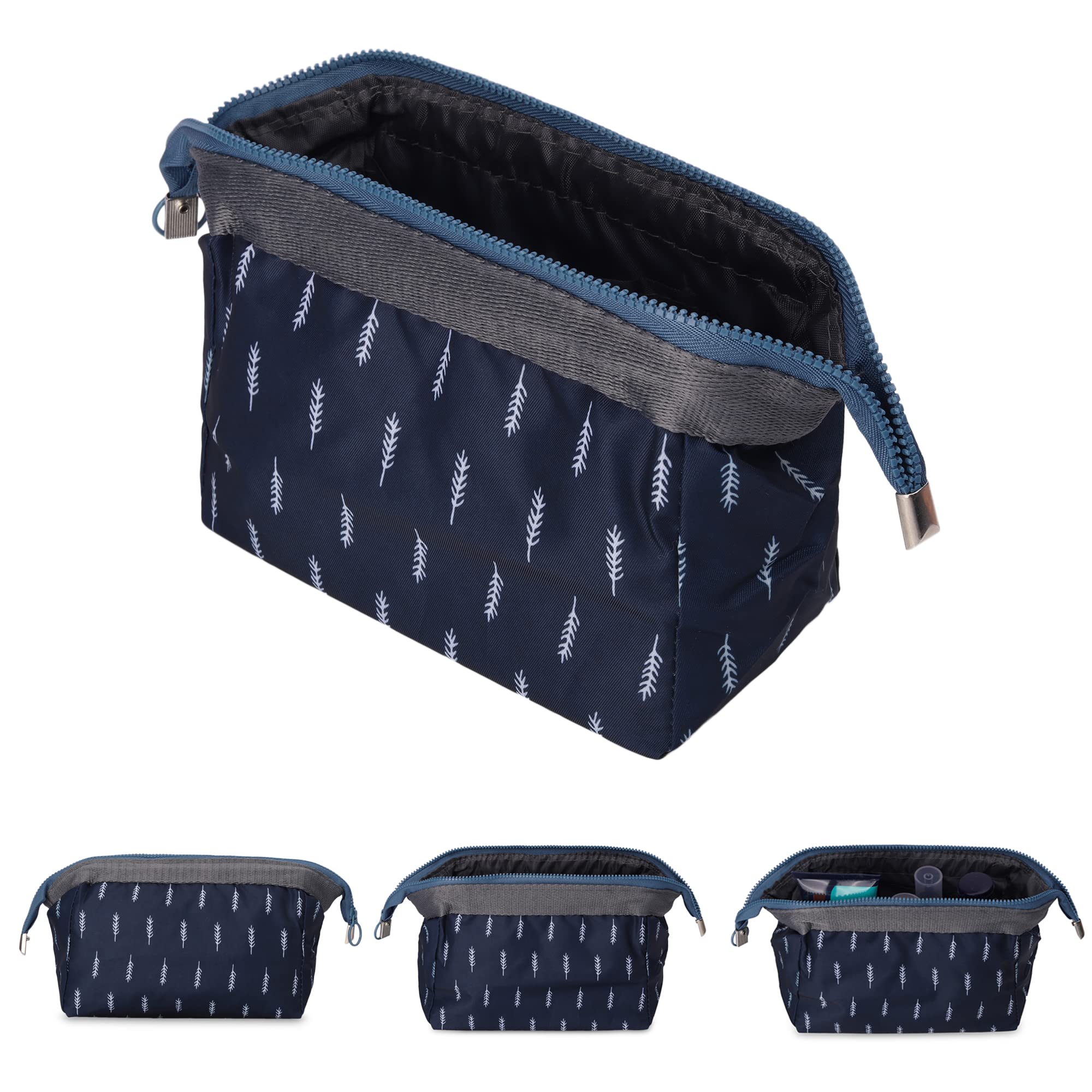 Stylish Women's Makeup Pouch - Waterproof Cosmetic Bag & Travel Toiletry Organizer (Grey, 9cm) - Perfect for Travel, Gym, and Daily Essentials Storage