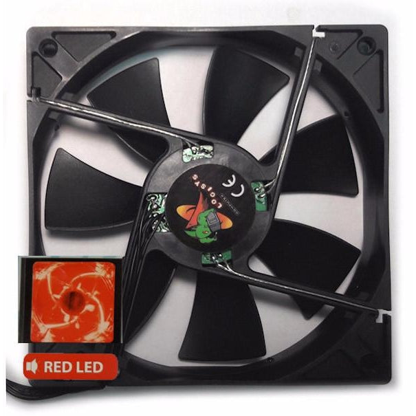 Logisys 120mm x 120mm x 25mm Red LED Case Fan with 3-Speed Control - High Performance Cooling for PC Gaming, Workstation & Server Builds