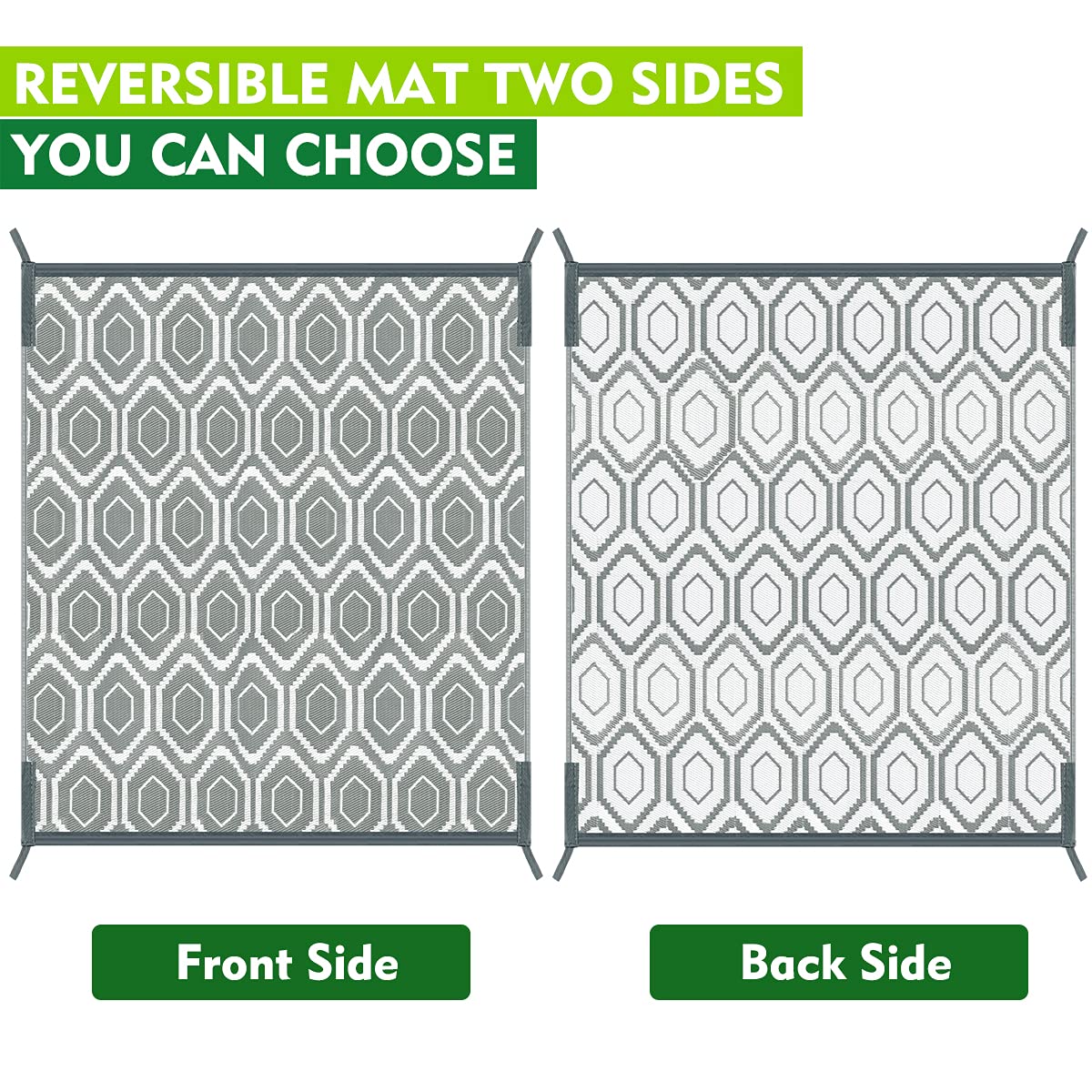 Waterproof Reversible Plastic Straw Rug - Large Outdoor Floor Mat for Camping, RV, Patio, Backyard, Deck, Picnic, Beach & Trailer | Durable & Weatherproof for All-Season Use