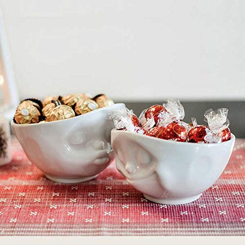 FIFTYEIGHT PRODUCTS Porcelain Cereal Bowl - 16 oz White Soup Bowl with Tasty Face Design - Durable Single Serving Dish for Breakfast, Soup, Salad & Dessert - Perfect for Home, Restaurant & Gifts