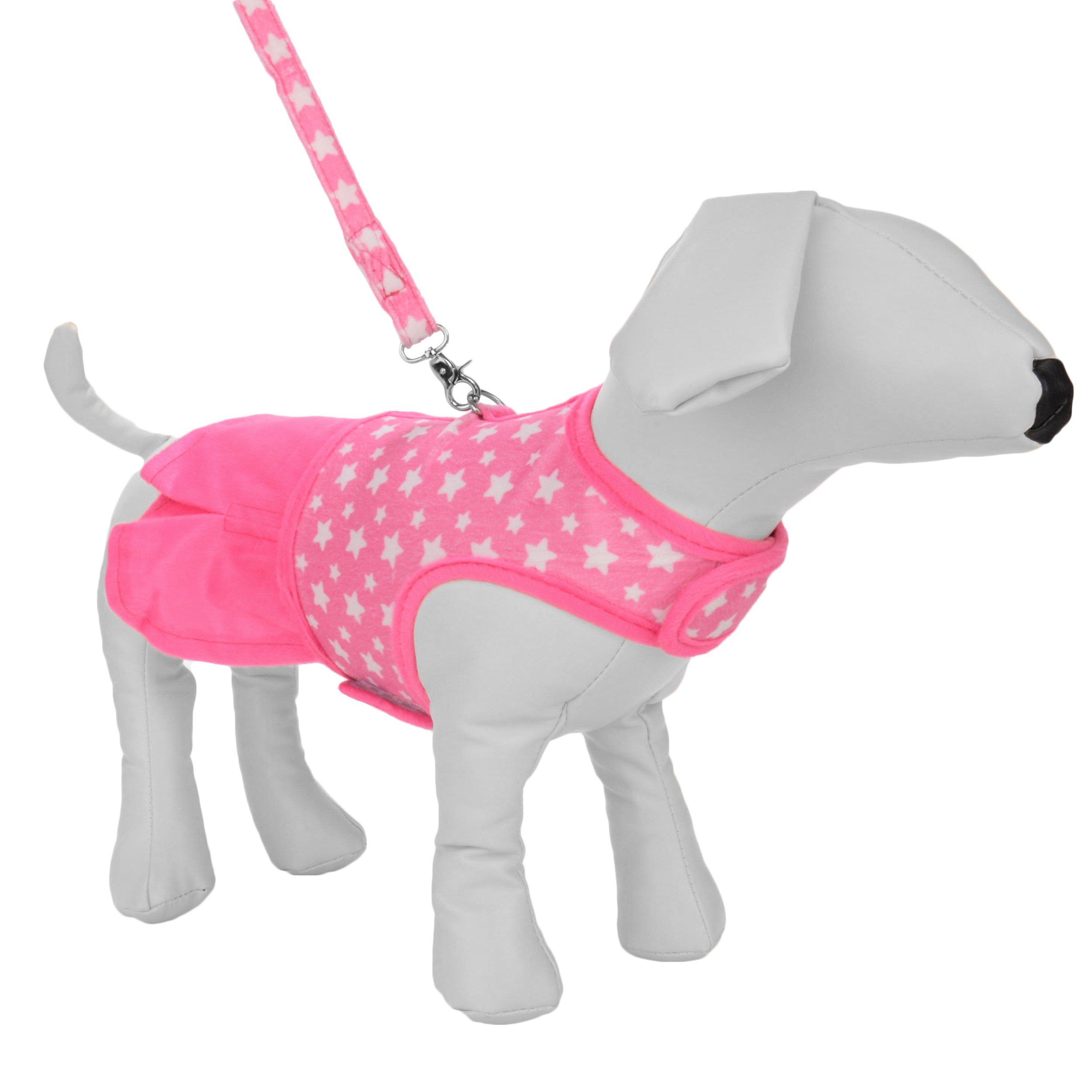 Lucky Stars Medium Dog Dress with Choke-Free Harness & Leash Set - Pink | Comfortable Pet Clothes for Small to Medium Dogs | Perfect for Daily Walks, Outdoor Adventures & Special Occasions