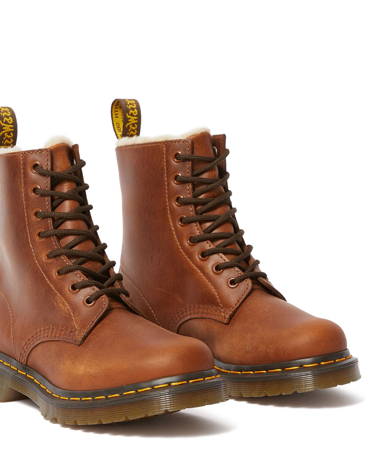 Dr. Martens 1460 Serena Butterscotch Orleans WP Boots - Waterproof Leather Ankle Boots for Women, Fashionable & Comfortable for Everyday Wear, Work, and Outdoor Activities