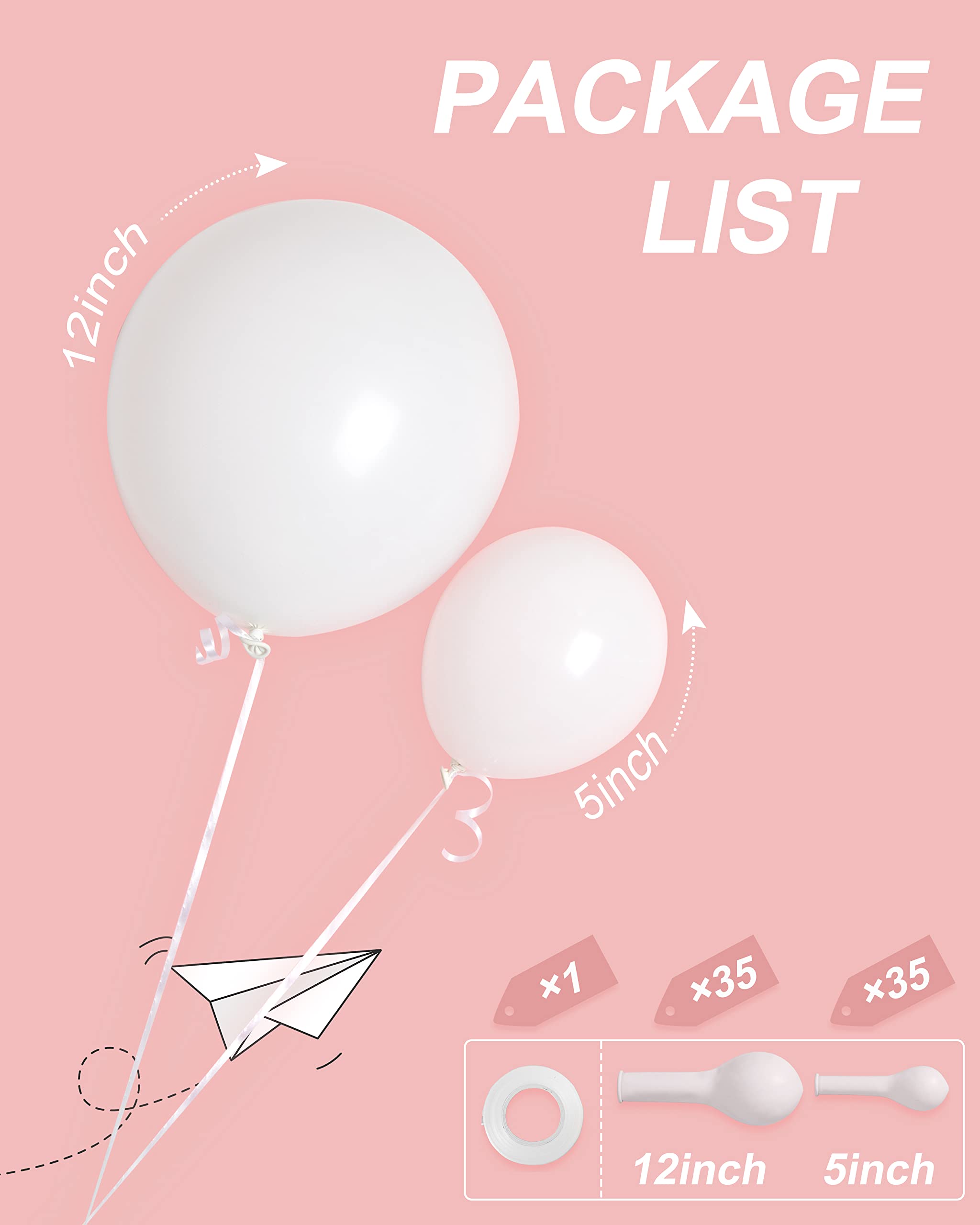 Ponamfo White Balloons 12