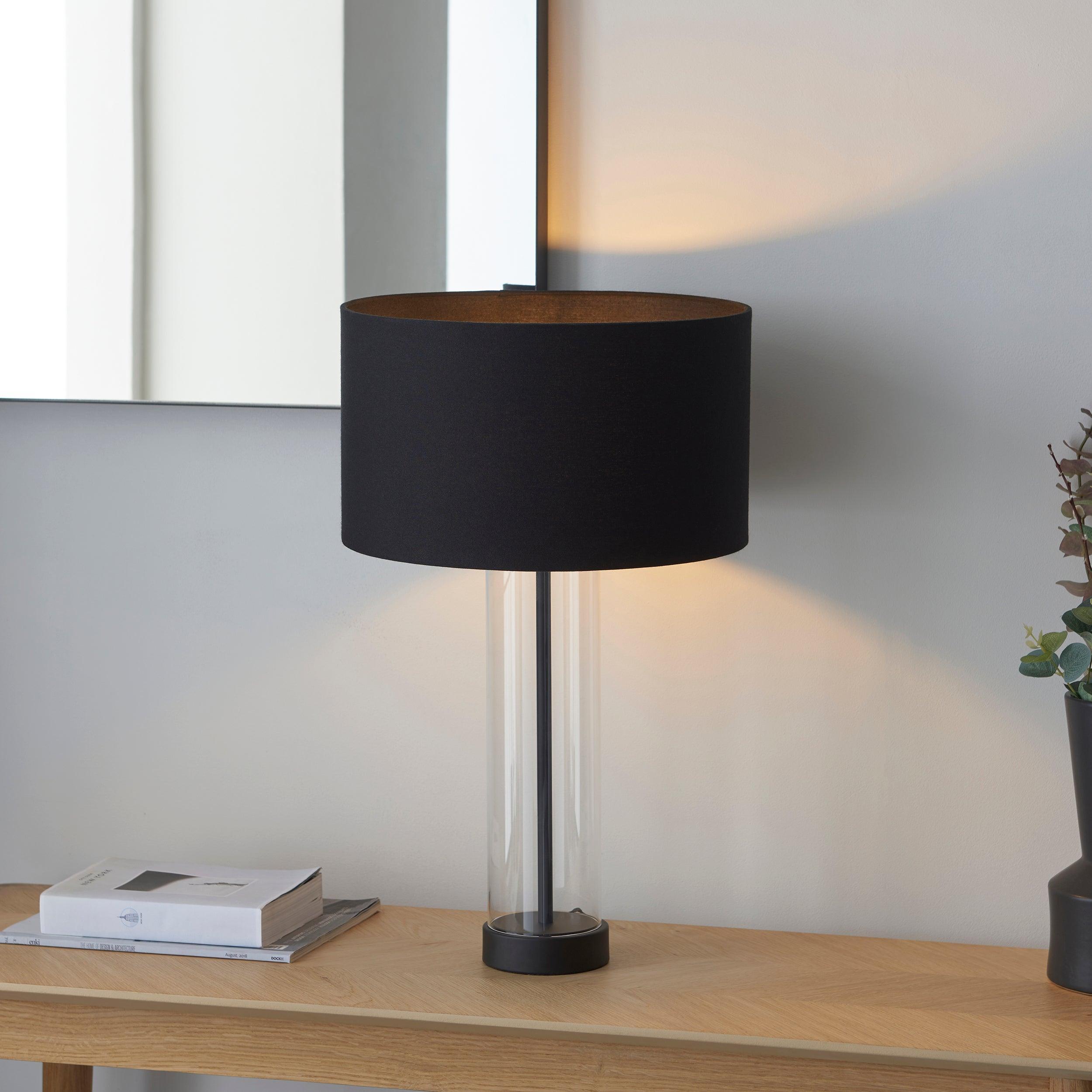 Lessina Black & Gold Touch Table Lamp - Modern Bedside Nightstand Light for Bedroom, Living Room, Office - Dimmable LED Desk Lamp with USB Port