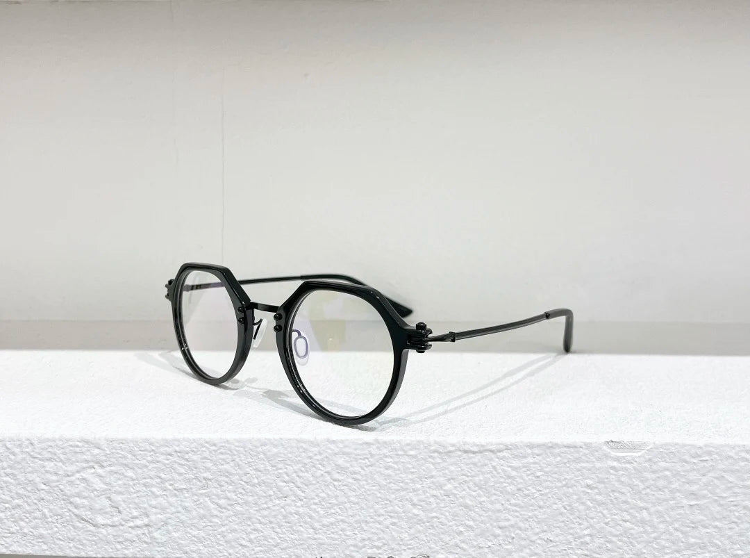 Unisex Full Rim Flat Top Round Titanium Acetate Eyeglasses 5882 - Lightweight Durable Frame for Work, Reading & Fashion | Aimee Eyewear