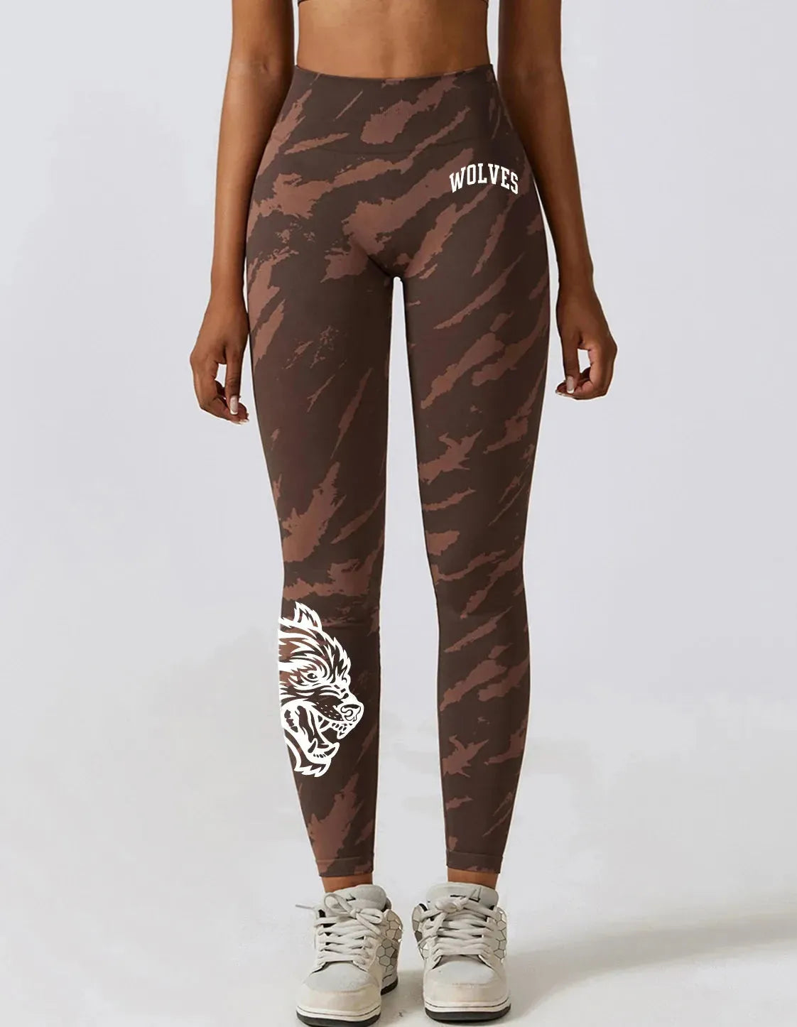 Darc Women's Seamless Gym Leggings - High Waist Elastic Workout Tights for Women, Breathable Summer Yoga Pants with Wolf Print Design - Perfect for Fitness, Running & Lounge Wear