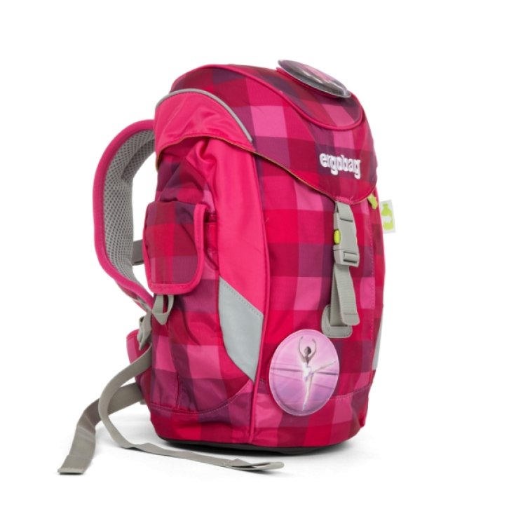 ergobag mini Backpack for Kids - Stylish Checkered Pink & Purple Design - Perfect for School, Travel & Daycare