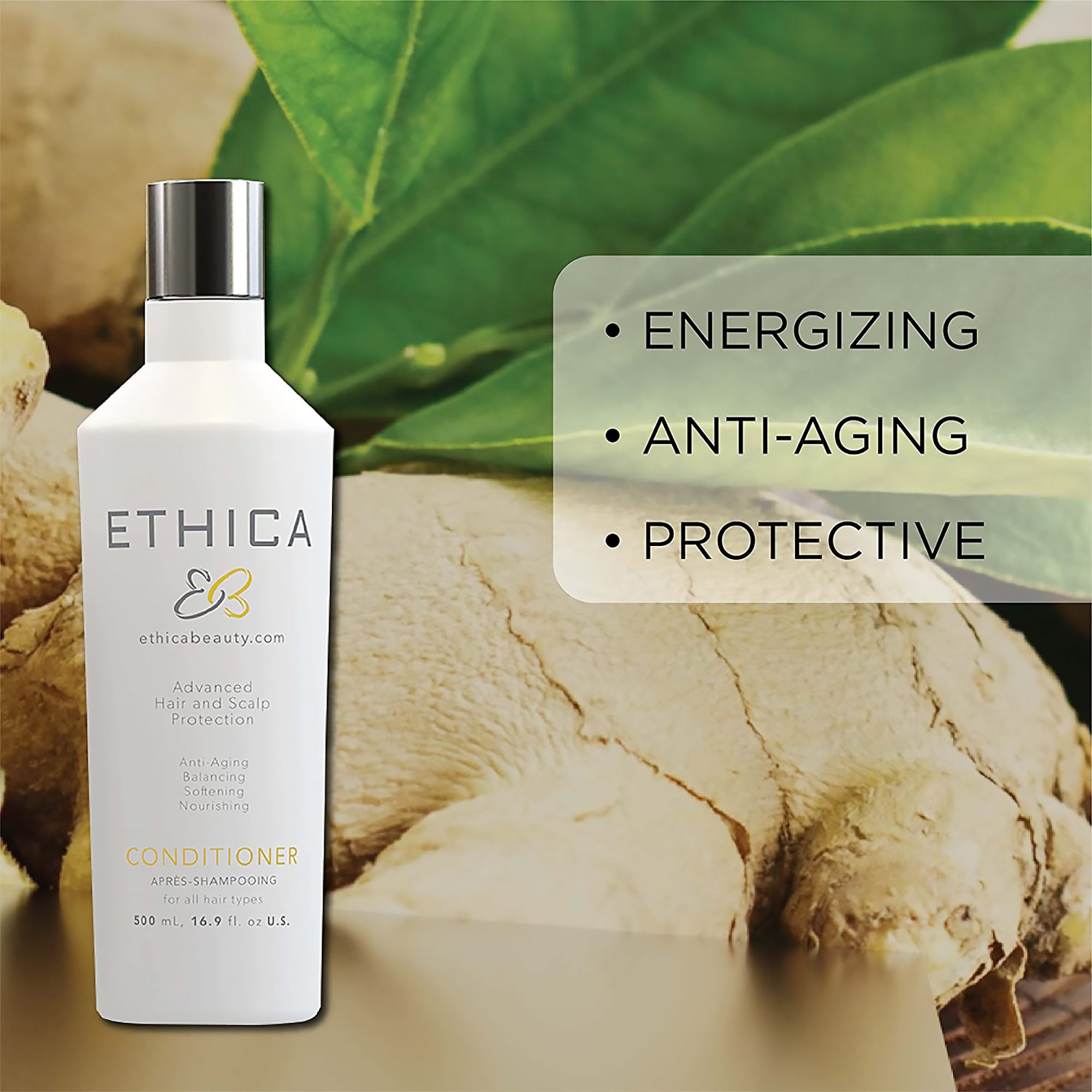 Ethica Beauty Energizing Anti-Aging Protective Daily Conditioner - Hydrating & Nourishing Hair Treatment for All Hair Types - Perfect for Daily Use & Salon-Quality Results at Home