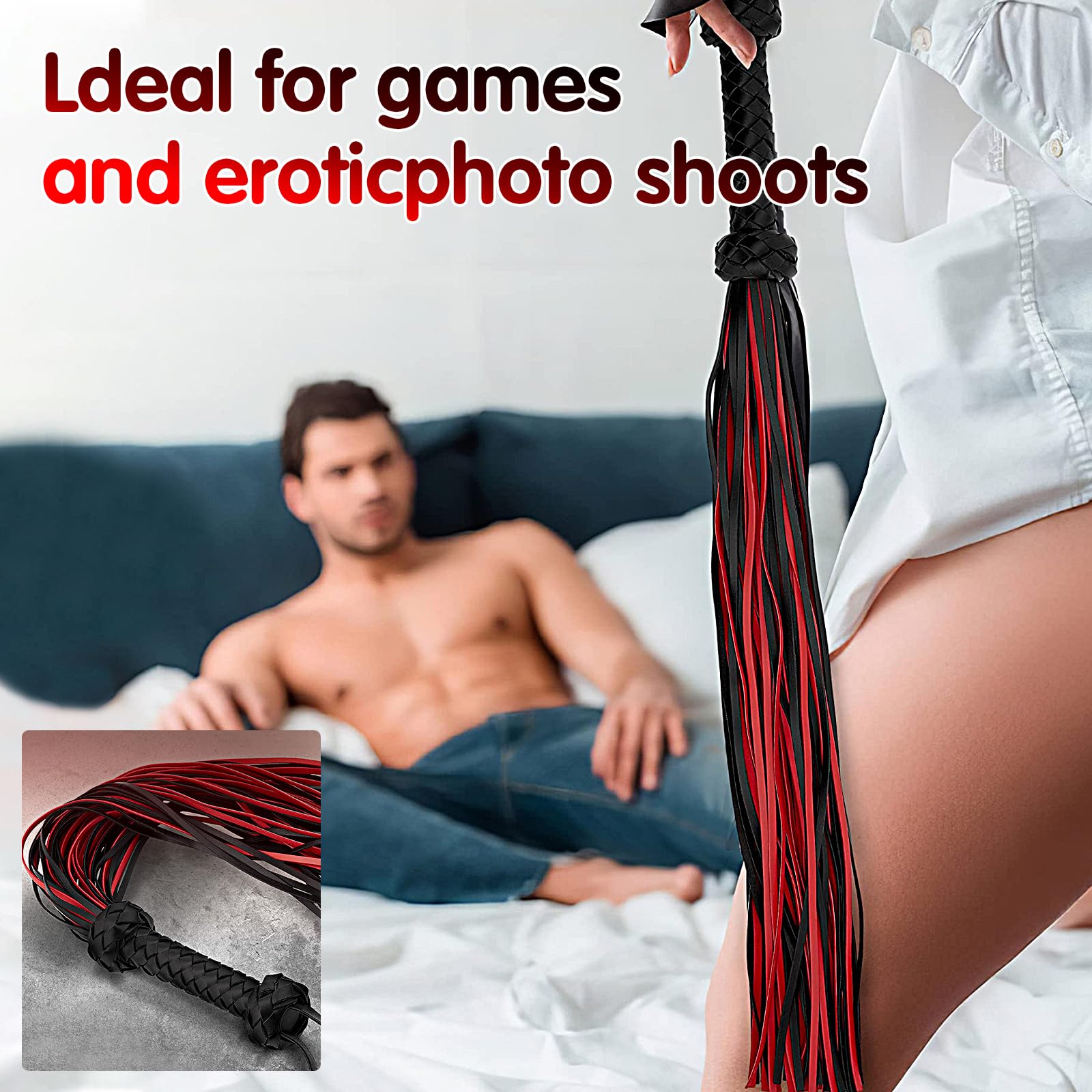 Premium Leather BDSM Whip Flogger - Sensual Spanking Paddle for Couples Play, Adult Sex Toys for BDSM & Role Play - Perfect for Bedroom Fun, Bachelorette Parties & Kinky Gift Ideas