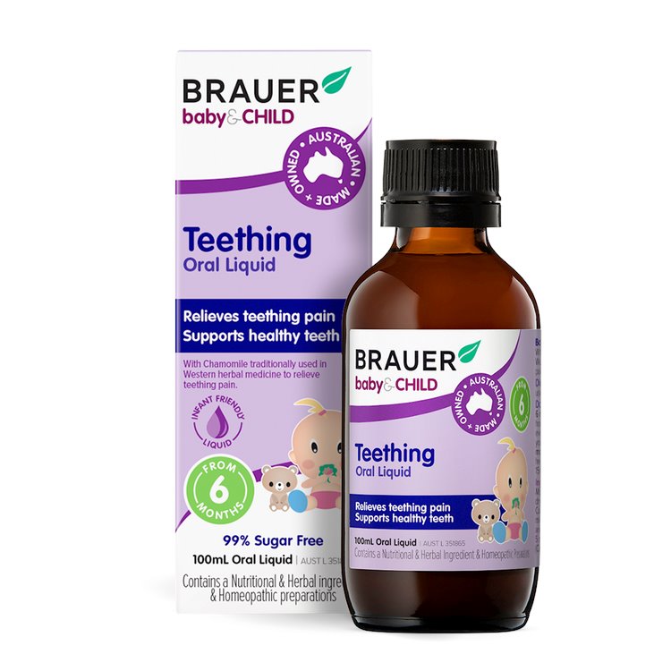 Brauer Baby & Child Teething Oral Liquid - Fast Pain Relief for Teething Babies & Toddlers - Natural Homeopathic Remedy for Sore Gums - Perfect for Daytime & Nighttime Comfort