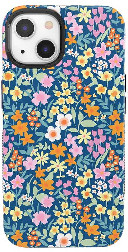 Casely iPhone 13 Case with MagSafe - Navy Blue Floral Design Protective Phone Cover | Perfect for Everyday Use, Work & Travel