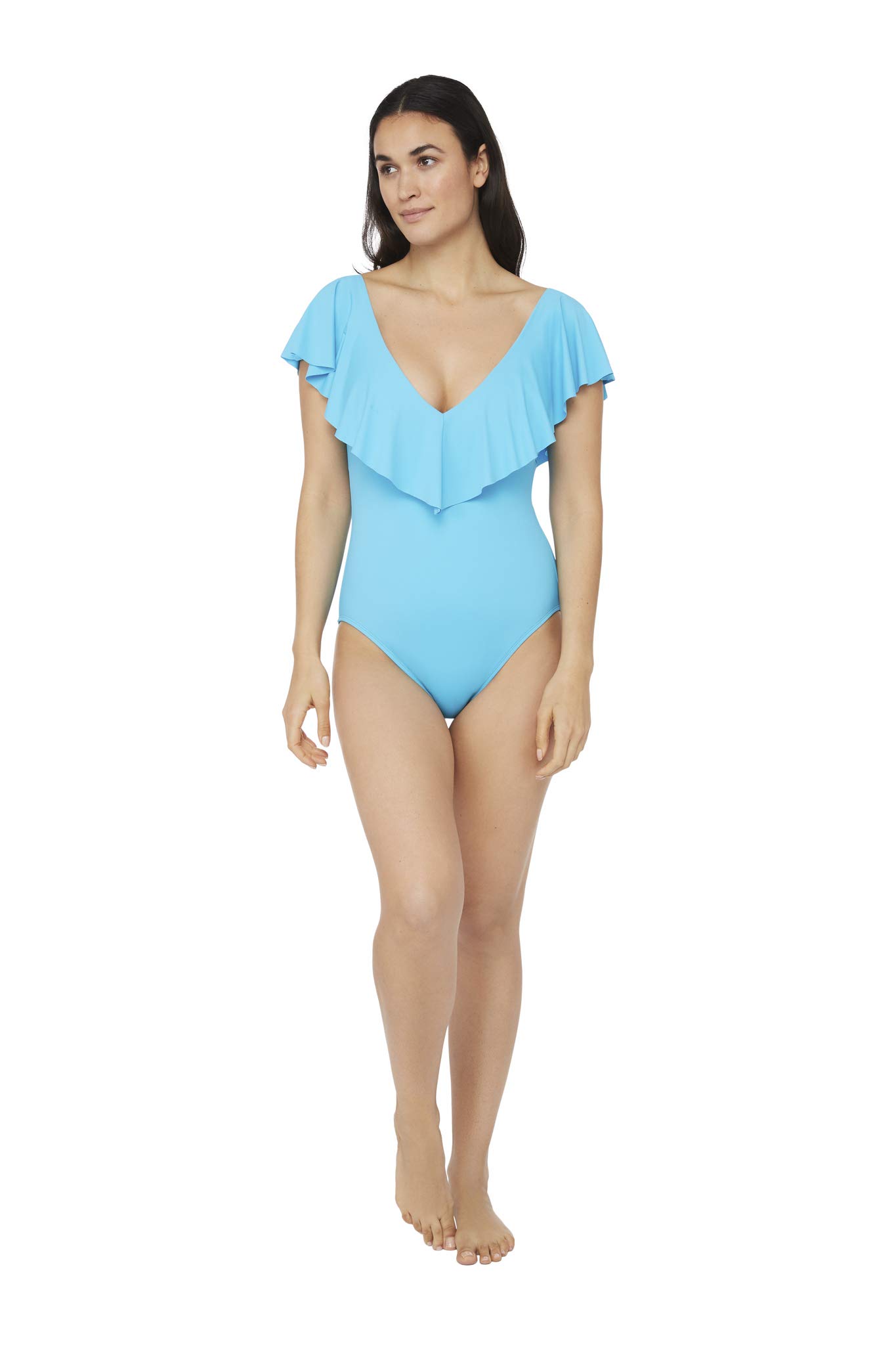 La Blanca Women's Standard Island Goddess Ruffle One Piece Swimsuit - Sexy Ruffled Bathing Suit for Beach, Pool & Vacation | Flattering Swimwear for Women