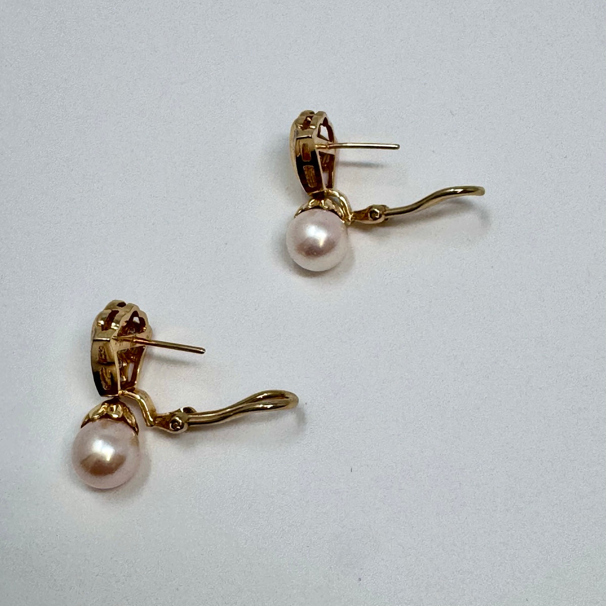 14K Gold Diamond and Pearl Earrings for Women – Elegant Dangle Earrings for Wedding, Party & Special Occasions