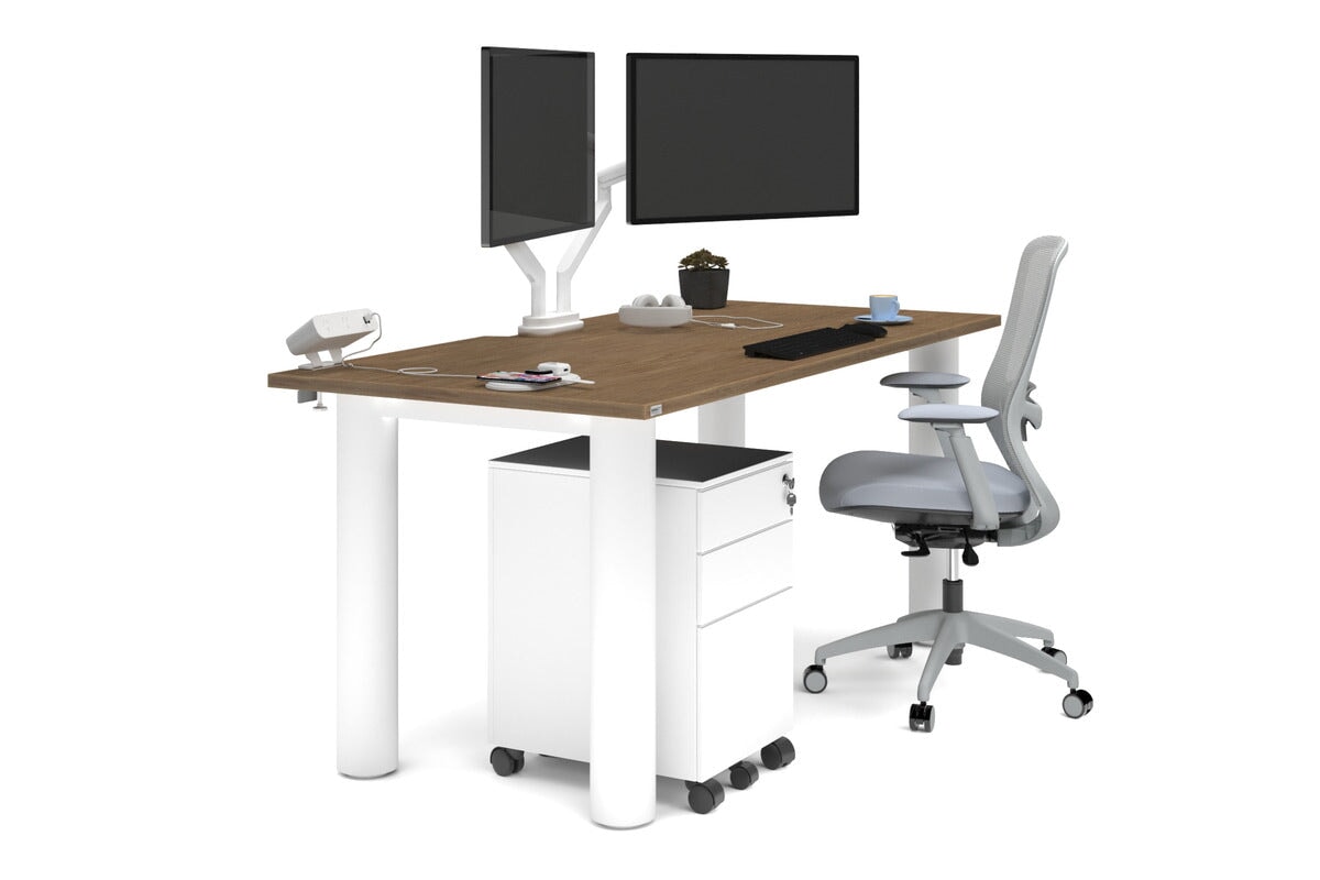 Quadro Cylinder Leg Office Desk - 1800L x 800W Modern Executive Desk with Cable Management | Home Office, Study Room & Workspace Furniture