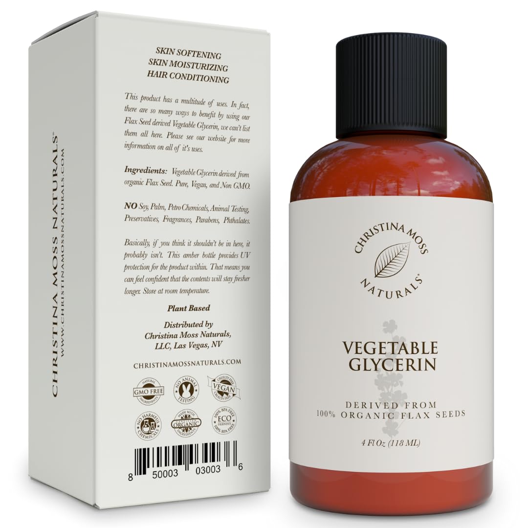 Organic Flax Seed & Vegetable Glycerin for DIY Soap Making - Moisturizing Natural Ingredient for Creams, Shampoos & Conditioners - Palm-Free Skincare Solution for Dry Hair & Sensitive Skin Care