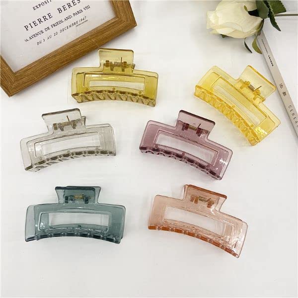 AITIN Large Square Hair Claw Clip - 6pc Strong Hold Hair Clutcher for Women & Girls - Perfect for Long Hair Styling