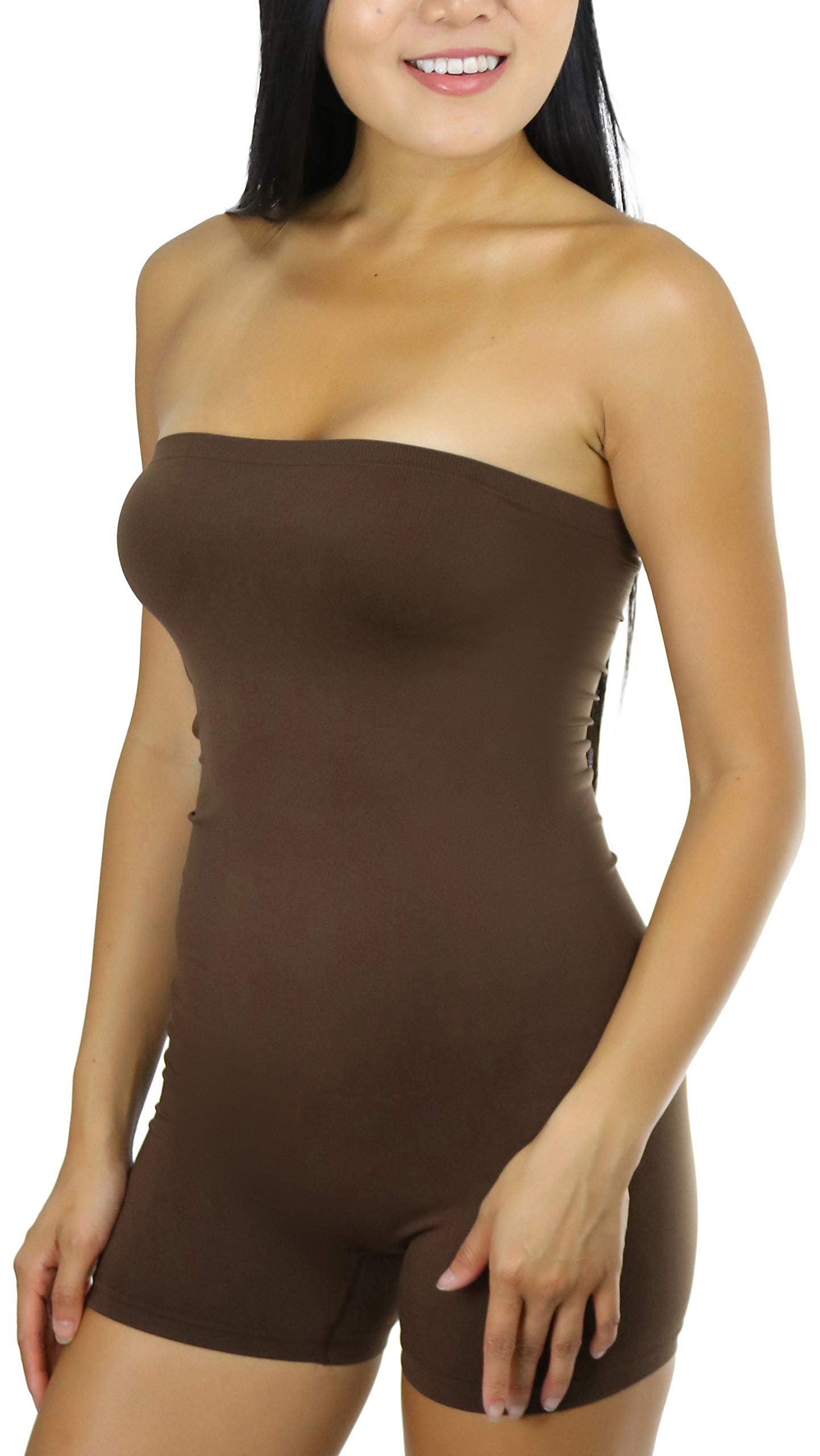 ToBeInStyle Women's Simple Seamless Romper - Comfortable Stretchy Jumpsuit for Casual Wear, Lounge, Travel & Summer Outfits