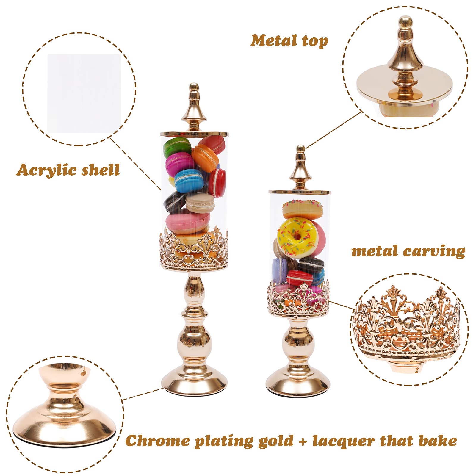 10-Pack Gold Metal Cake Stands & Cupcake Holders - Crystal Dessert Display Serving Platters for Birthday, Wedding, Party Decoration - Perfect for Buffet Tables, Dessert Bars & Special Events