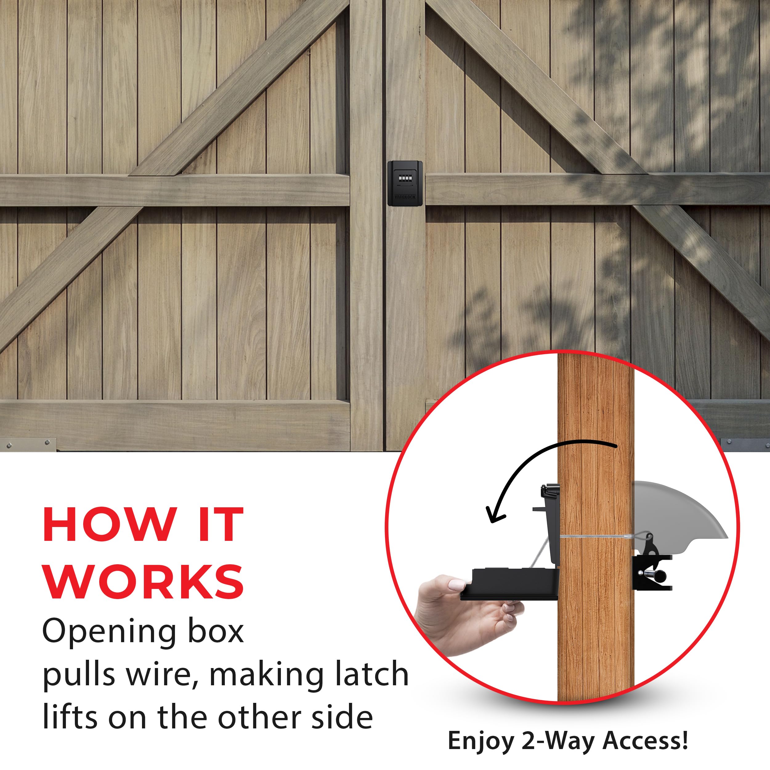 Keyless Gate Lock - Heavy Duty Secure Fence Lock with 2-Way Access - Durable Outdoor Security System (1-Pack) - Perfect for Backyard Gates, Driveway Entrances and Garden Fences