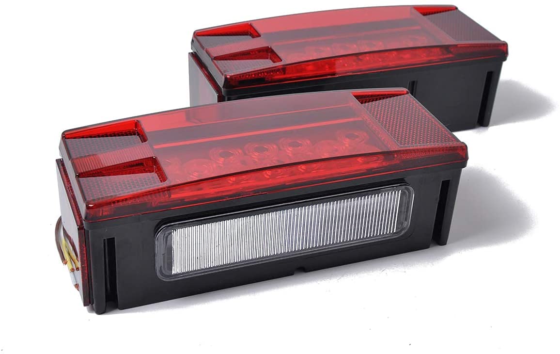 TOTMOX 2X 12V Rectangle LED Trailer Tail Lights - Stop/Turn Signal & License Plate Lights for Trucks, Trailers, RVs - Waterproof & Durable for Outdoor Use