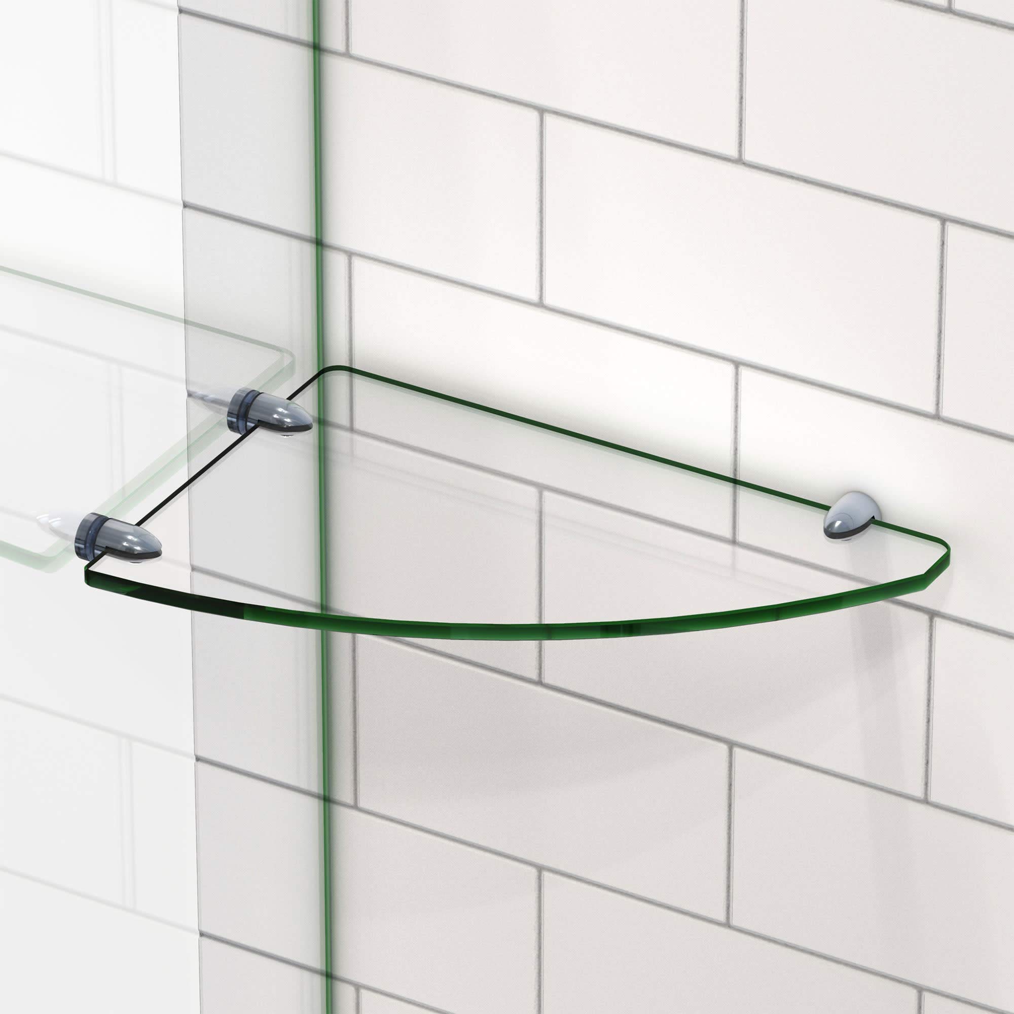 DreamLine 12 x 8 Inch Corner Glass Shelf in Oil Rubbed Bronze - Perfect for Bathroom, Shower, and Kitchen Storage Organization