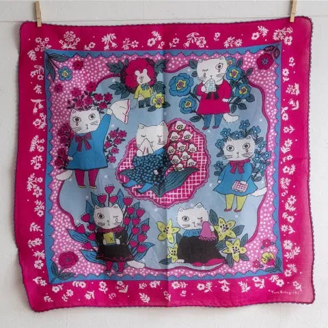 Yumi Kitagishi Embroidered Handkerchief - Pink Tears Design for Weddings, Funerals & Special Occasions - Elegant Cotton Pocket Square for Gifts & Keepsakes