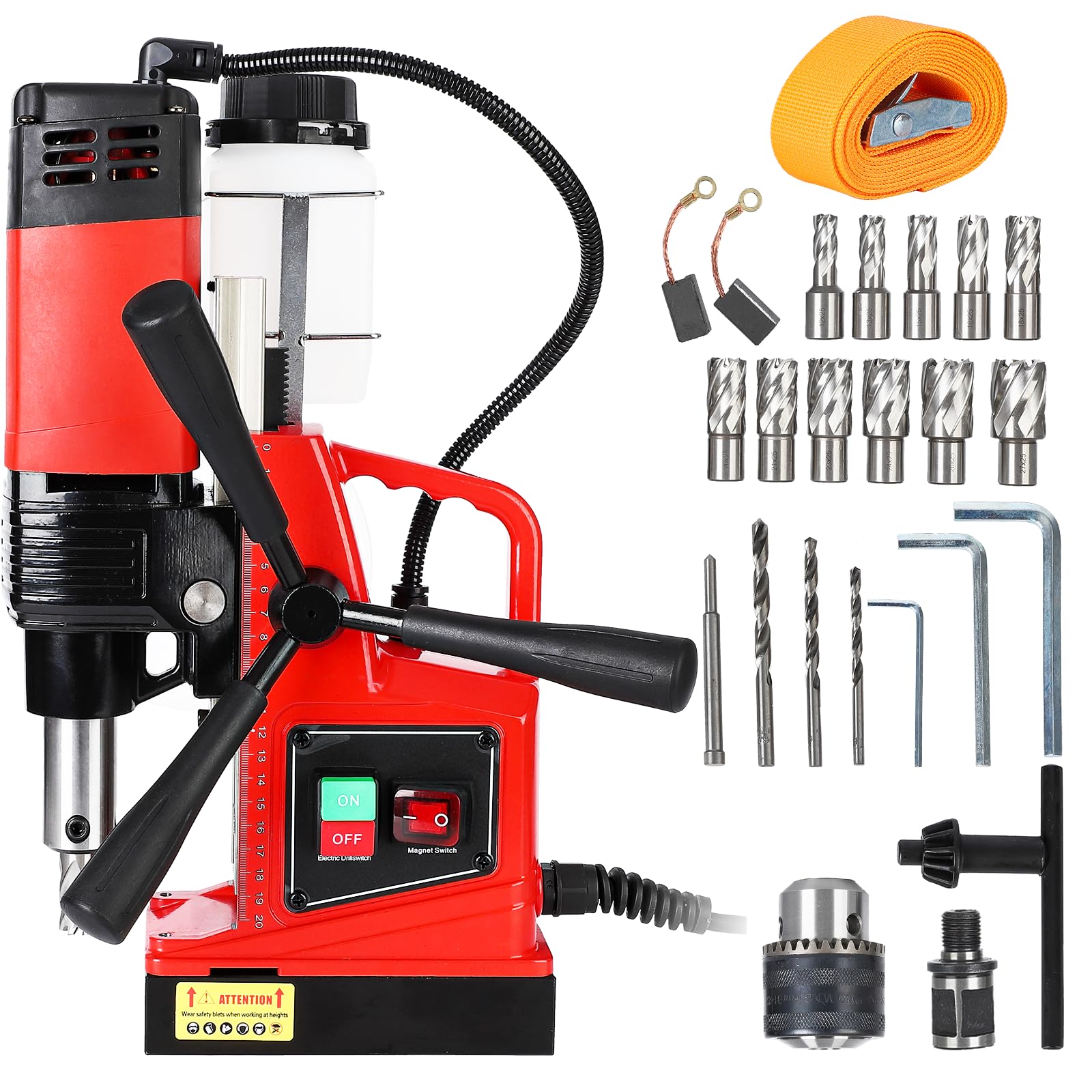 GARVEE 1300W Magnetic Drill Press with 11Pcs Drill Bits - 1.6