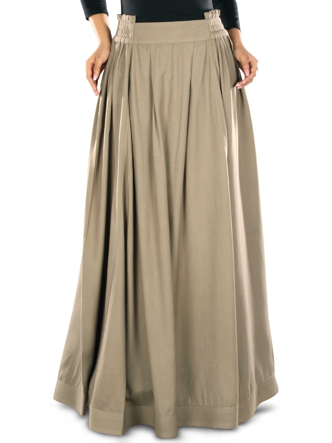 Adilah Rayon Skirt for Women - Flowy Midi Skirt with Elastic Waist - Perfect for Summer, Beach, and Casual Outfits