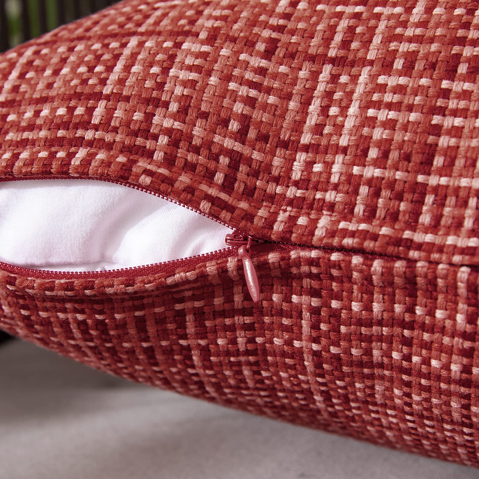 MIULEE Waterproof Outdoor Throw Pillow Covers 12x20 Inch - Farmhouse Decorative Cushion Covers for Patio, Garden, Tent, Sofa & Couch - Pack of 2 (Red) - Perfect for Outdoor Furniture, Camping & Home Decor