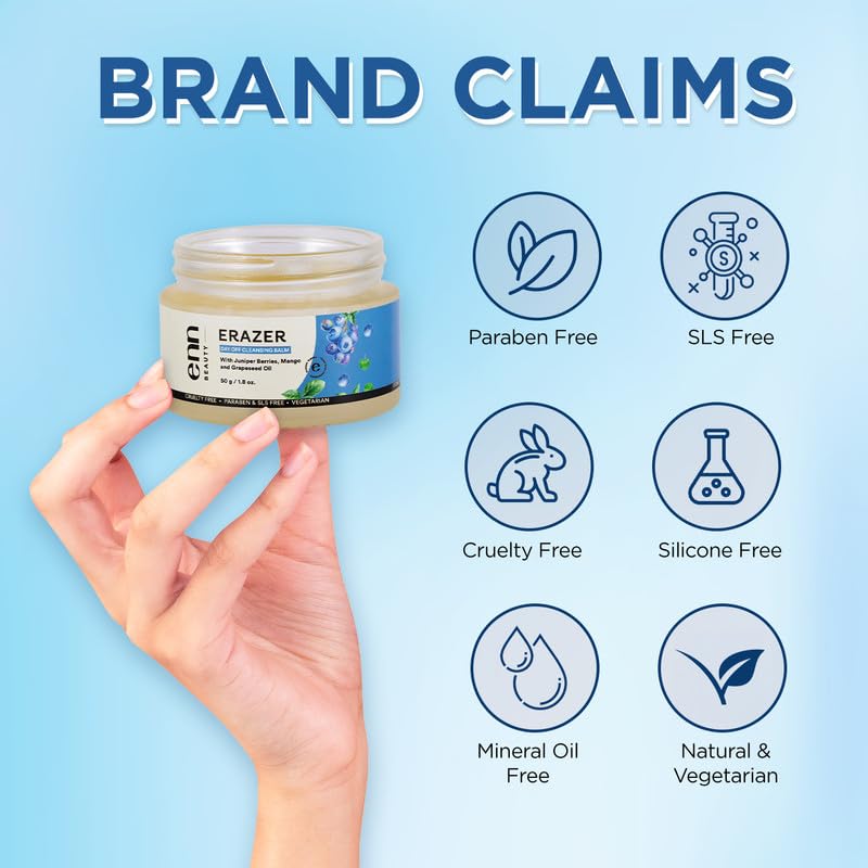 Enn Beauty Erazer Makeup Remover Cleansing Balm - 100% Vegan & Cruelty Free, Infused with Juniper Berries & Mango Extract for Deep Cleansing, Removes Waterproof Makeup & Excess Oil, Hydrates & Nourishes Skin - Perfect for Daily Skincare & Travel (50g)