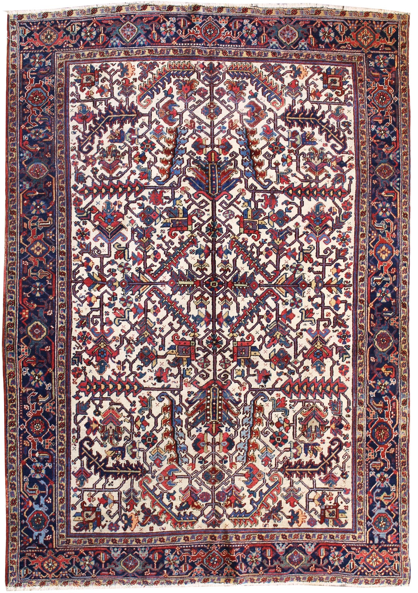 Vintage Heriz Handwoven Tribal Rug - Authentic Persian Carpet JF7827 for Boho Chic Living Room & Bedroom Decor