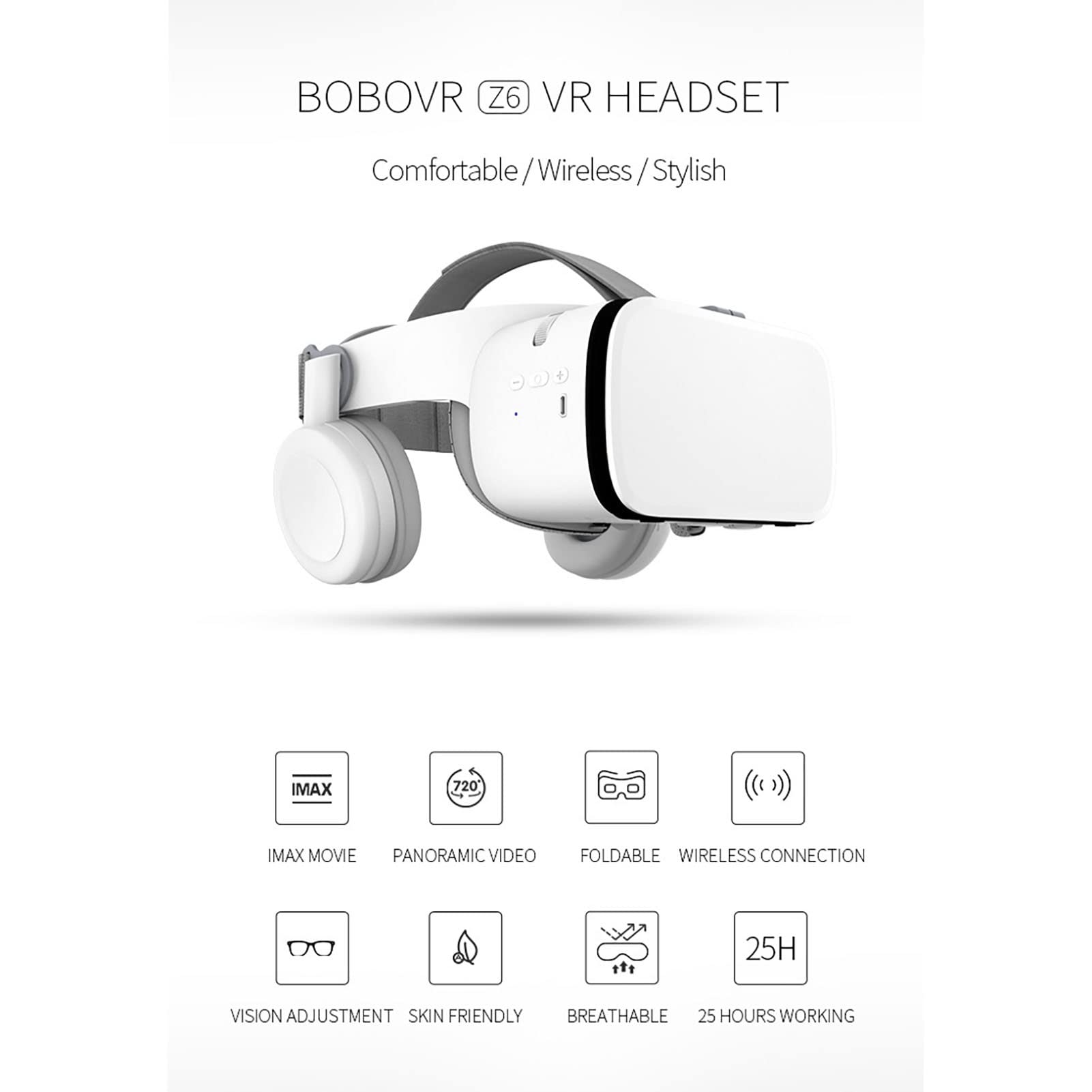 3D VR Virtual Reality Glasses with Remote Control - Full Screen Stereo VR Headset Compatible with iPhone 14/13/12/11 Pro/Mini/X/R/S/Max & Samsung Galaxy - Android & iOS VR Gaming & Movie Experience (White) - Perfect for Immersive Gaming, 360° Videos & Virtual Tours