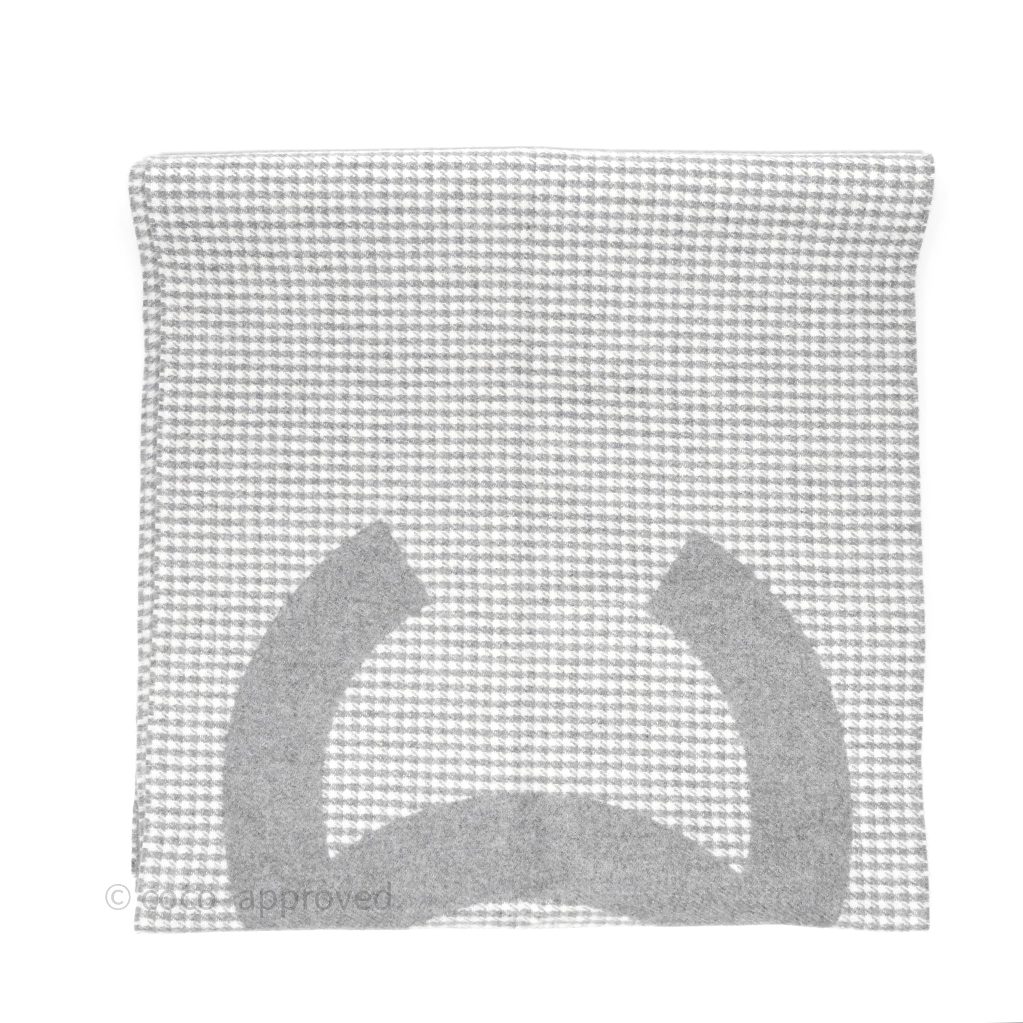 Chanel CC Reversible Cashmere Scarf - Grey & White 23B Collection | Luxury Winter Fashion Accessory for Women | Perfect for Gifts, Parties & Cold Weather