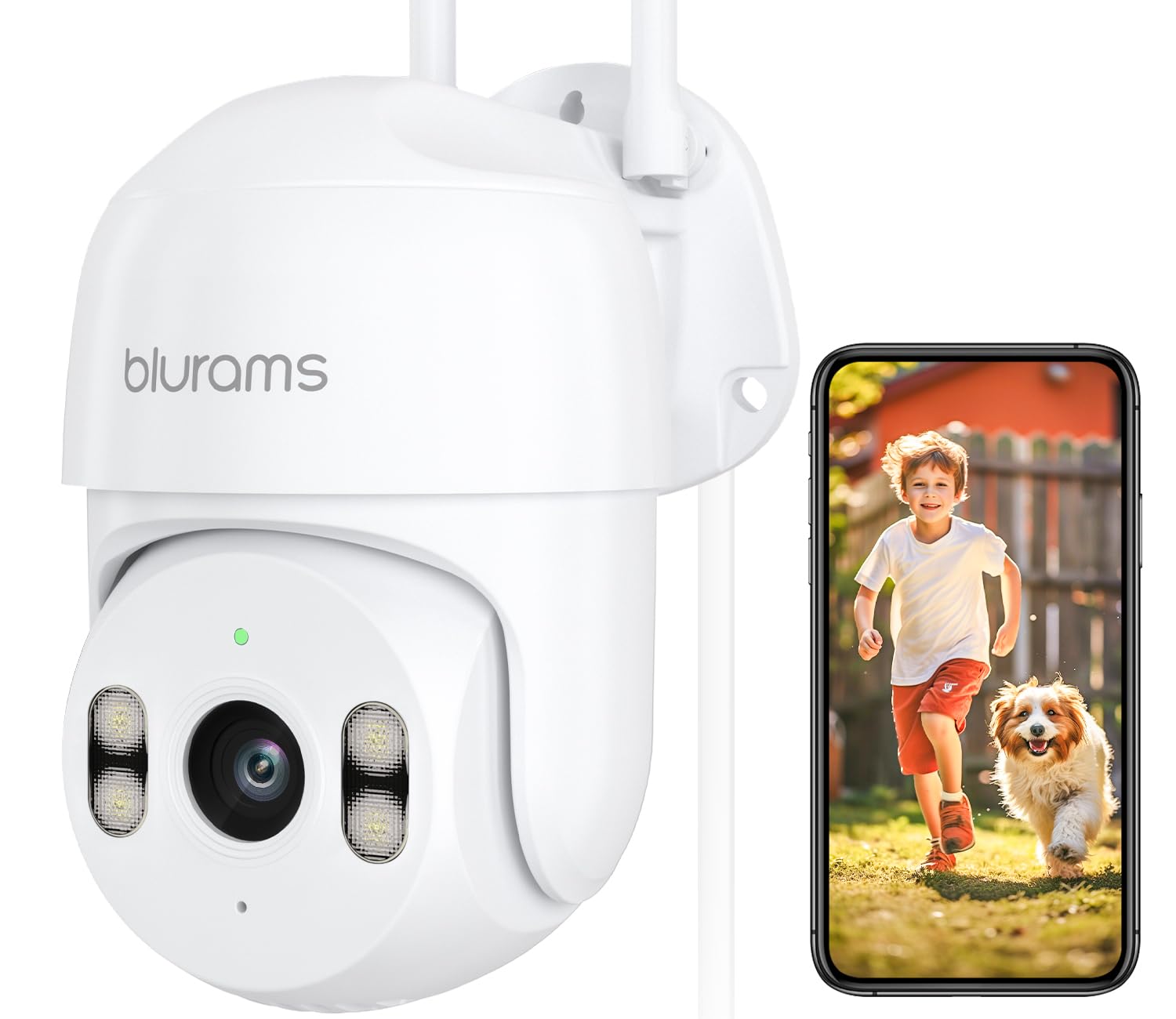 Blurams 2K Outdoor Security Camera with 360° PTZ, Motion Detection Tracking, Color Night Vision & Two-Way Audio - IP66 Weatherproof, 2.4GHz WiFi, Alexa Compatible - Ideal for Home Security, Garage Monitoring & Backyard Surveillance