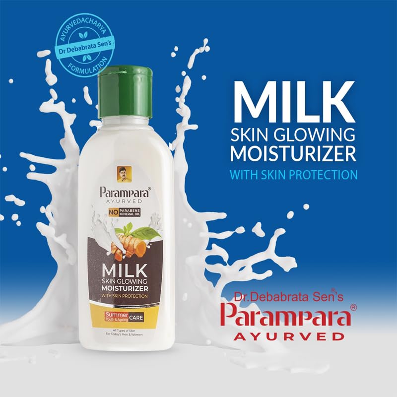 Parampara Ayurved Milk Skin Glowing Moisturizer – Non-Greasy Hydrating Face Cream with Honey, Glycerin & Milk Extracts for Dry Skin, Brightening & Deep Nourishment | 100ml | Pack of 2 | Daily Skincare Routine for Radiant & Healthy Complexion