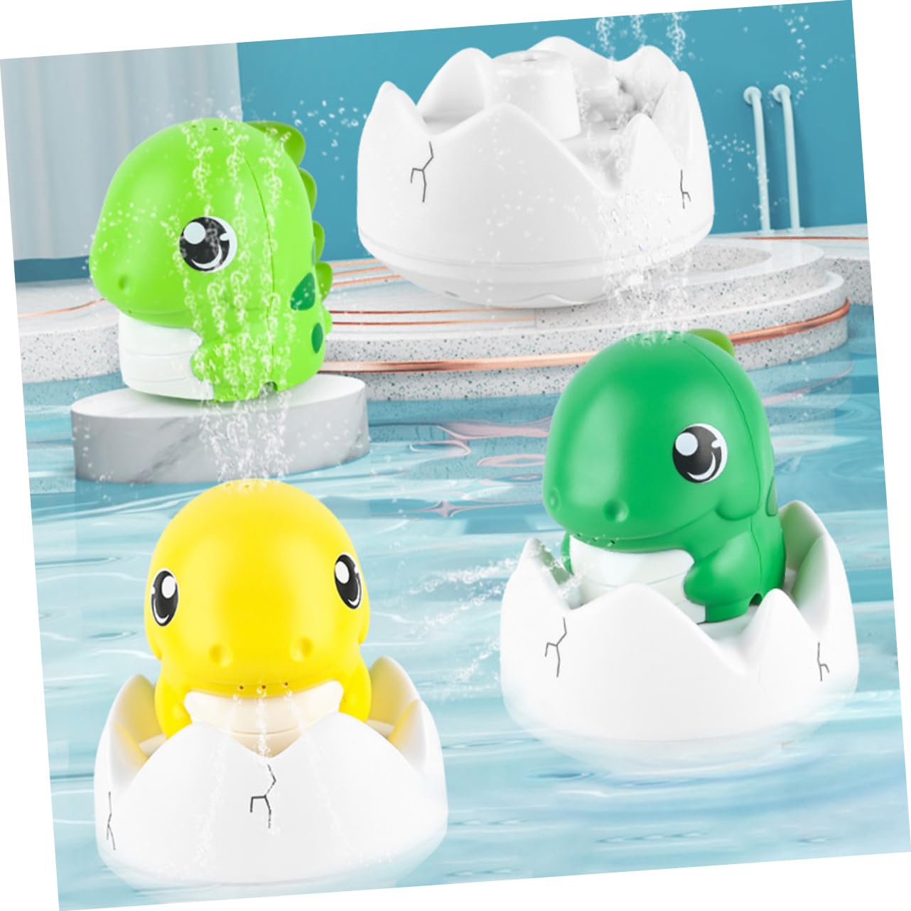 FAVOMOTO 2 Pack Dinosaur Bath Toys with LED Lights - Rechargeable 1200mAh Battery for Kids, Fun Bathtub Toys for Toddlers - Perfect for Bath Time Play, Sensory Development & Underwater Adventures