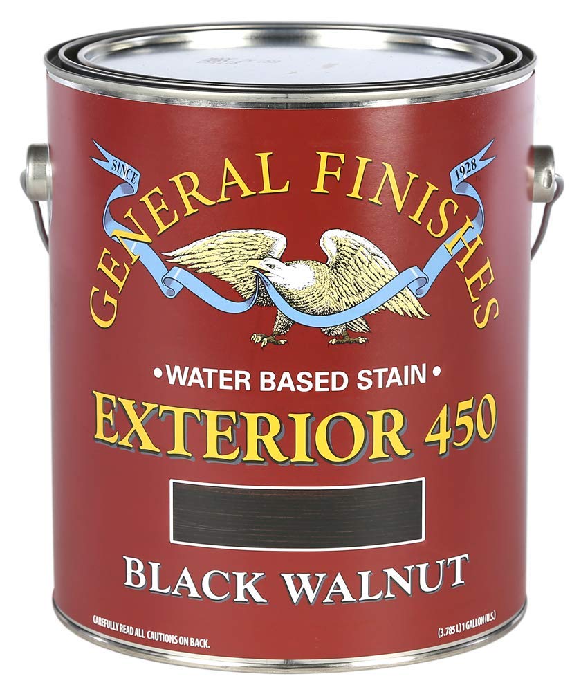 General Finishes Exterior 450 Water Based Wood Stain - 1 Gallon, Black Walnut - Perfect for Outdoor Furniture, Decks, Fences & Wooden Structures