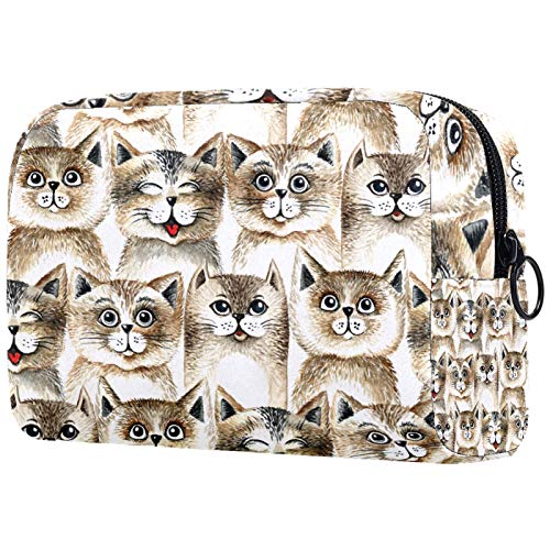 Happy Cats Makeup Bag - Waterproof Cosmetic Organizer for Travel & Daily Use