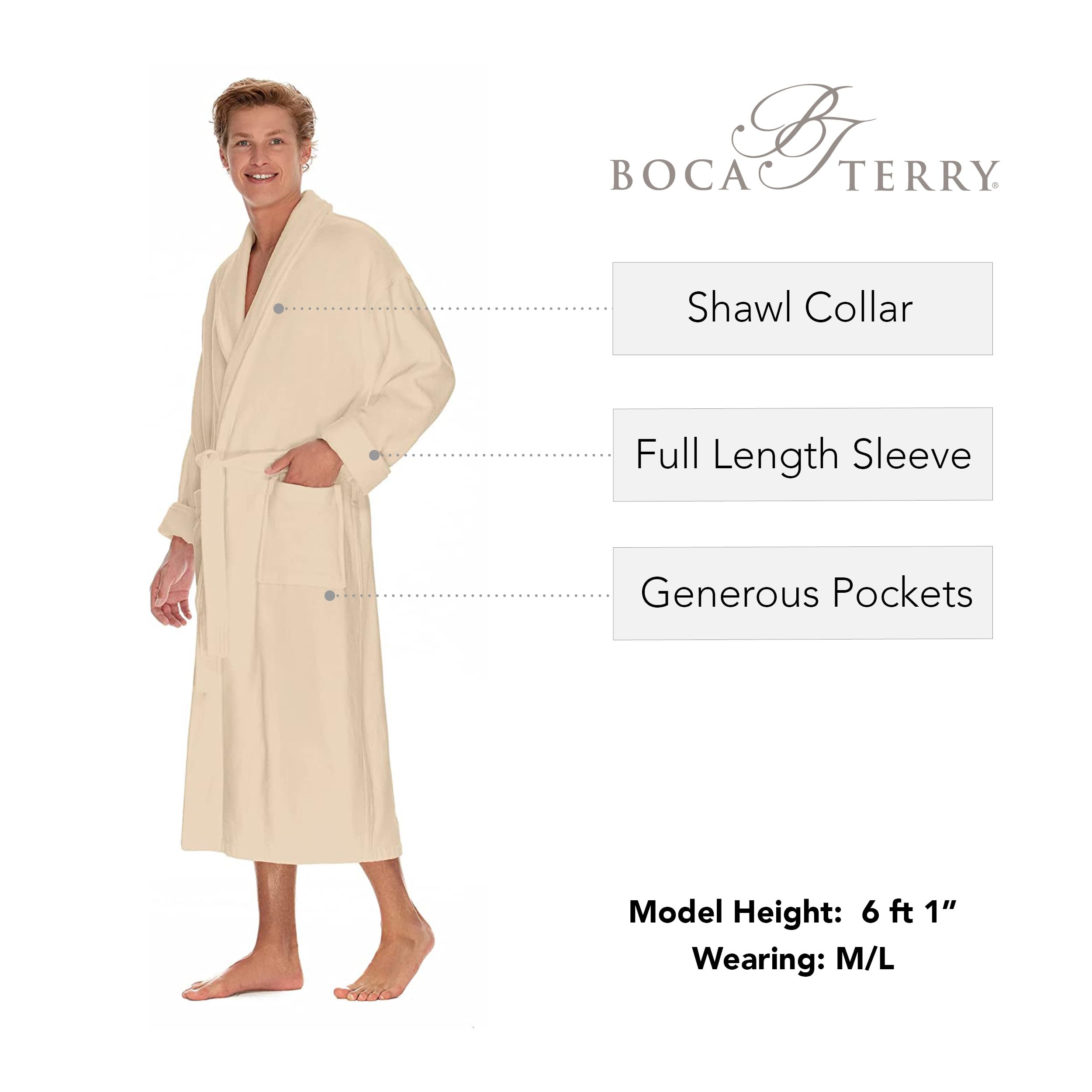Boca Terry Men's Soft Waffle Knit Robe - Long Plush Spa Bathrobe for Men - Luxury Hotel & Resort Wear - Perfect for Relaxation, Lounging & After Shower Comfort