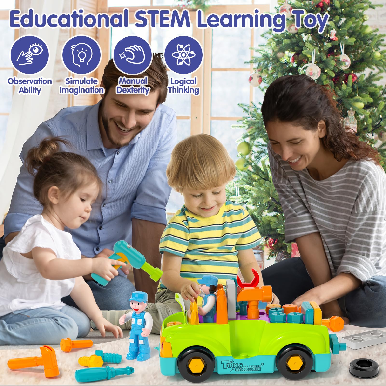STEM Learning Toys for 2-4 Year Old Boys - Electric Drill Toddler Tool Set with Take Apart Construction Toys | Educational Birthday Gifts for 1-3 Year Old Kids | Perfect for Pretend Play & Early STEM Development